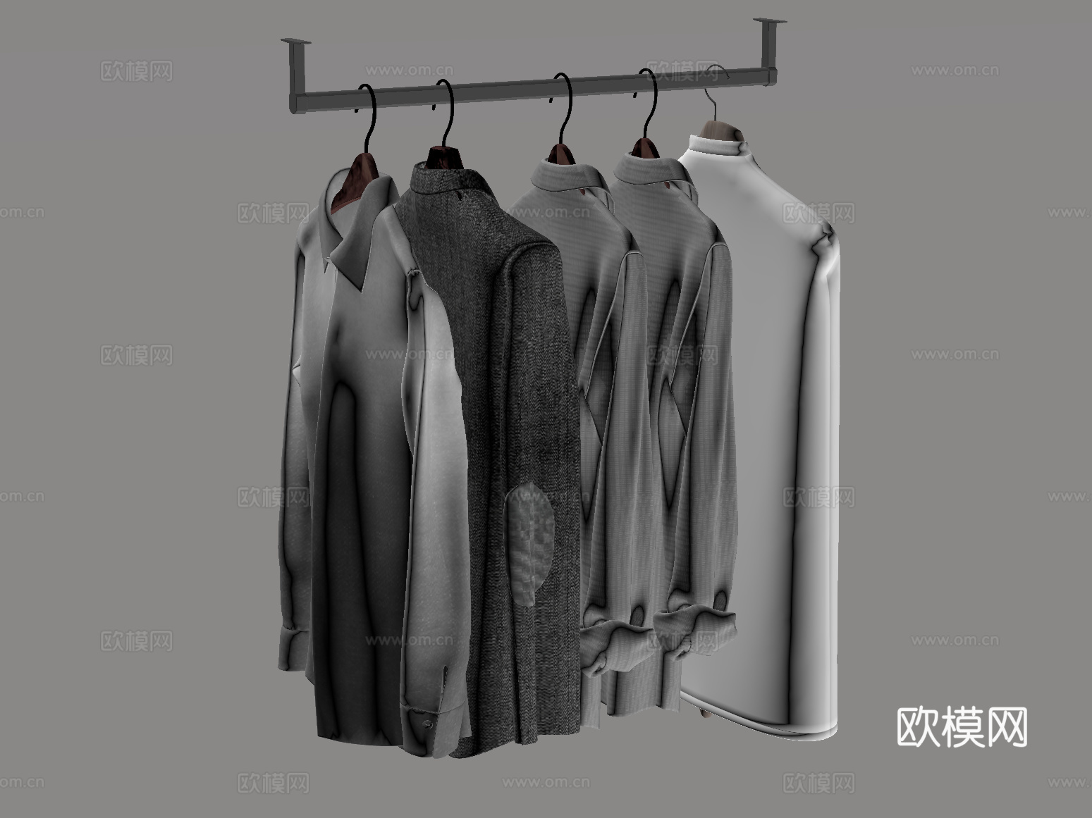 现代衣服服饰 男装su模型