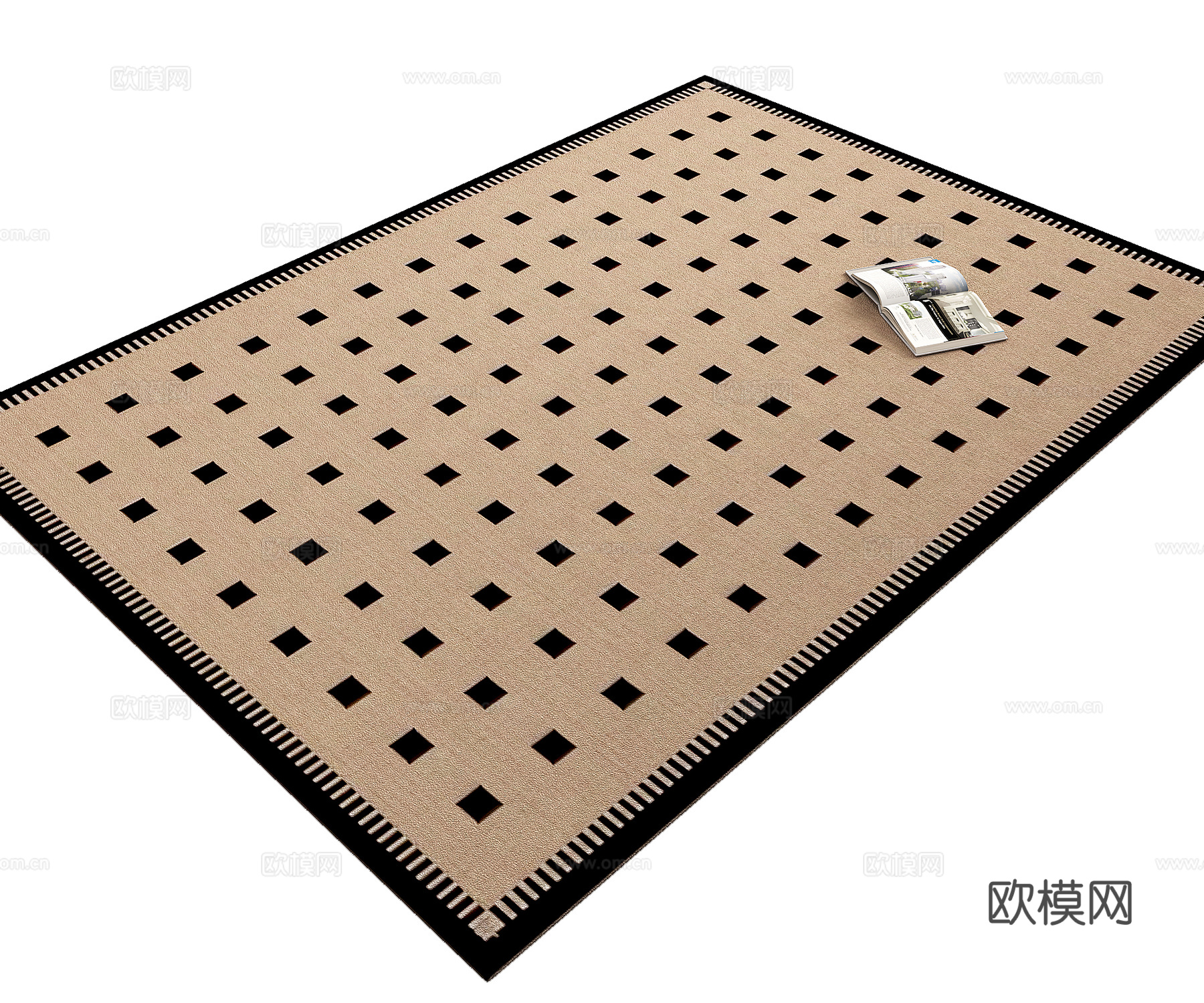中古复古美拉德色系客厅卧室地毯3d模型