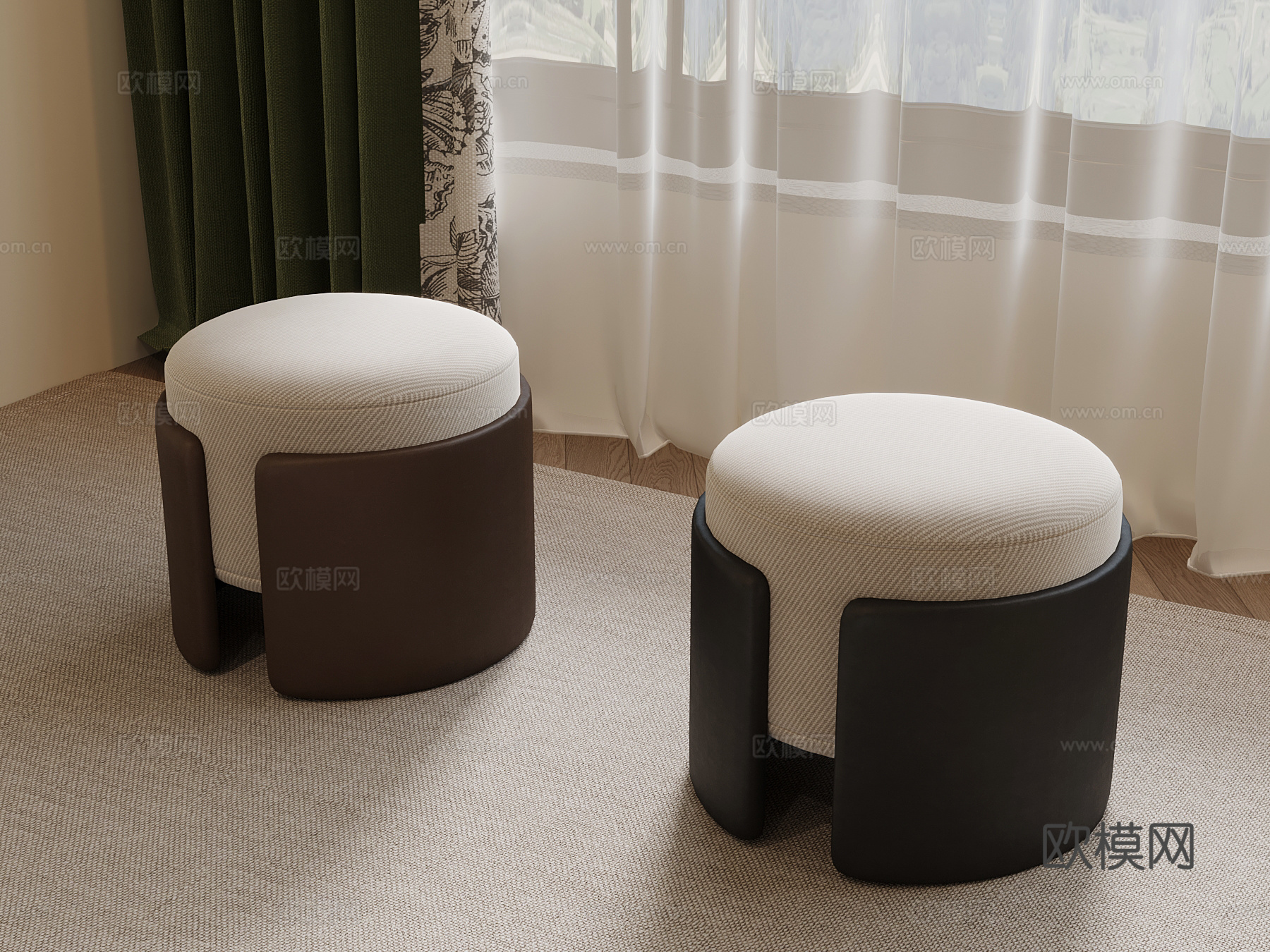 现代凳子 圆凳 矮凳3d模型