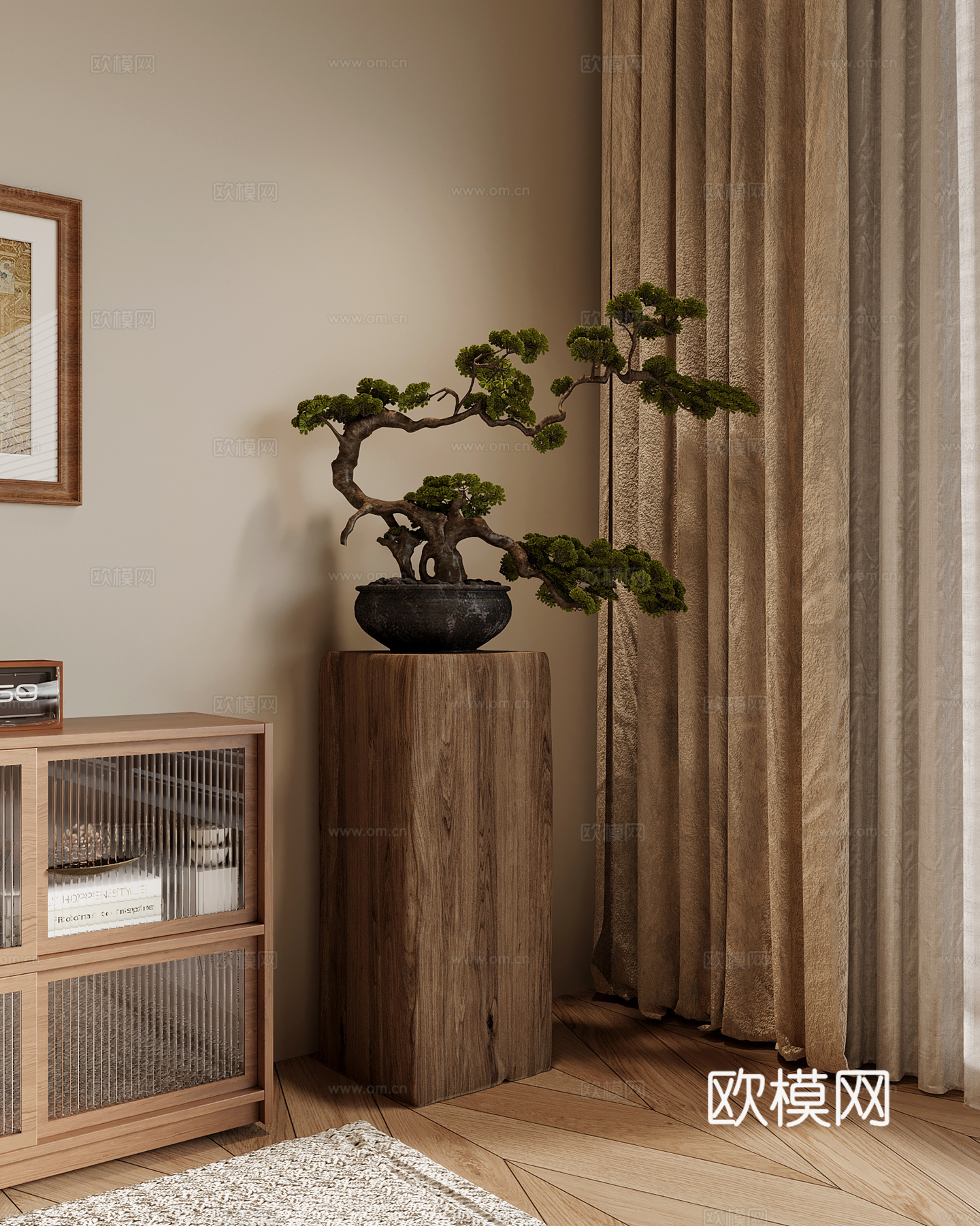 盆栽盆景 中古风盆栽盆景 松树盆景3d模型