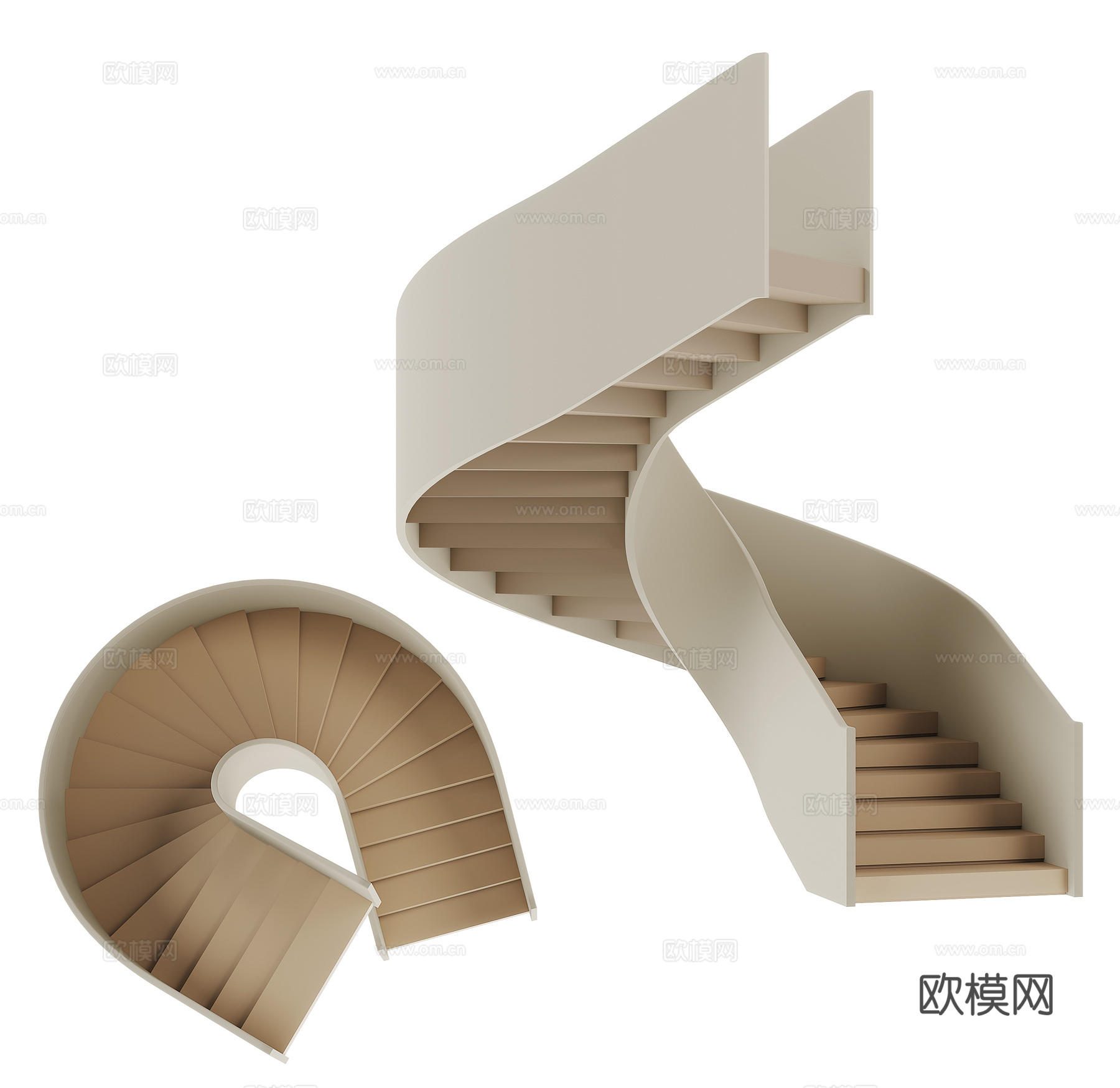 现代旋转楼梯su模型