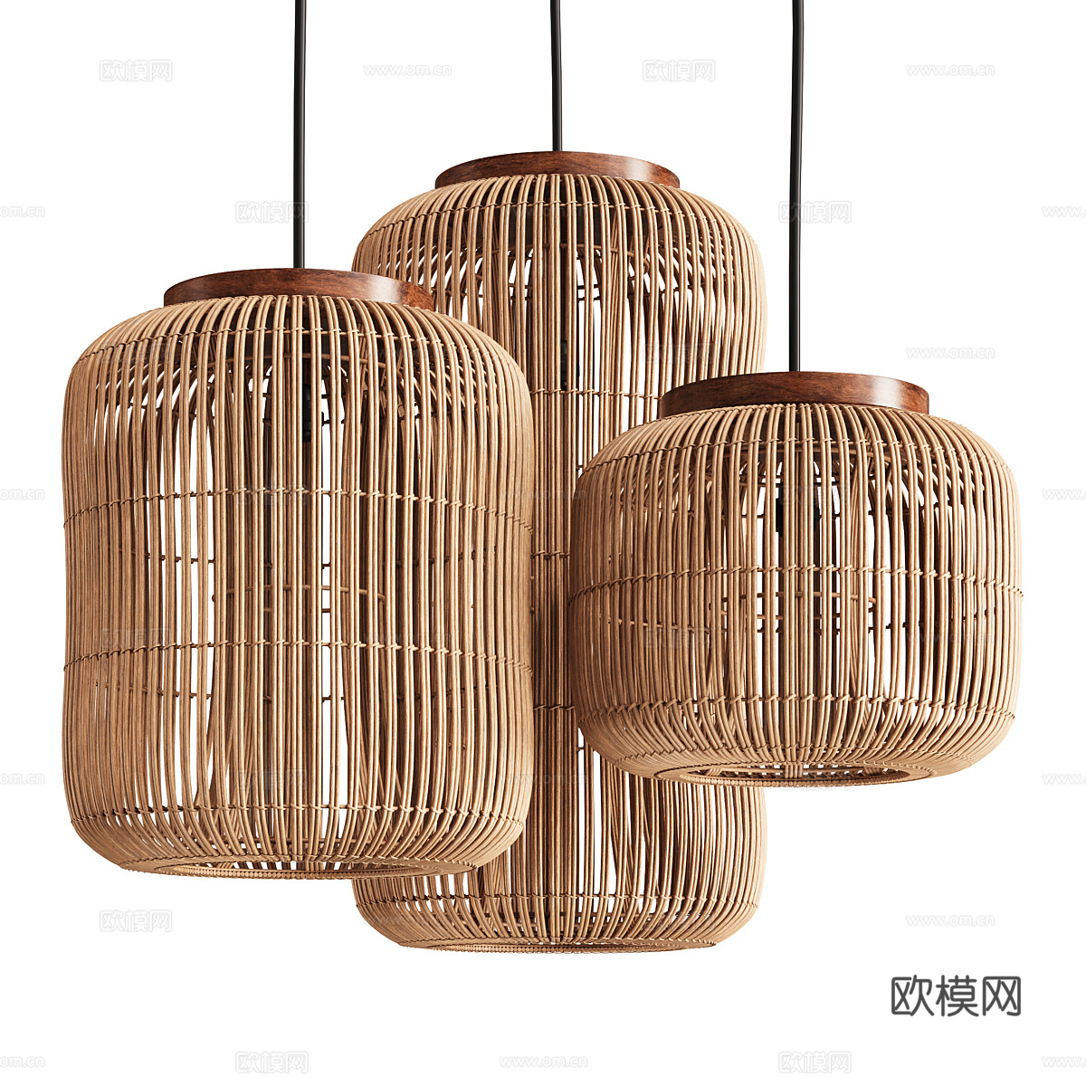 新中式侘寂藤编装饰吊灯3d模型