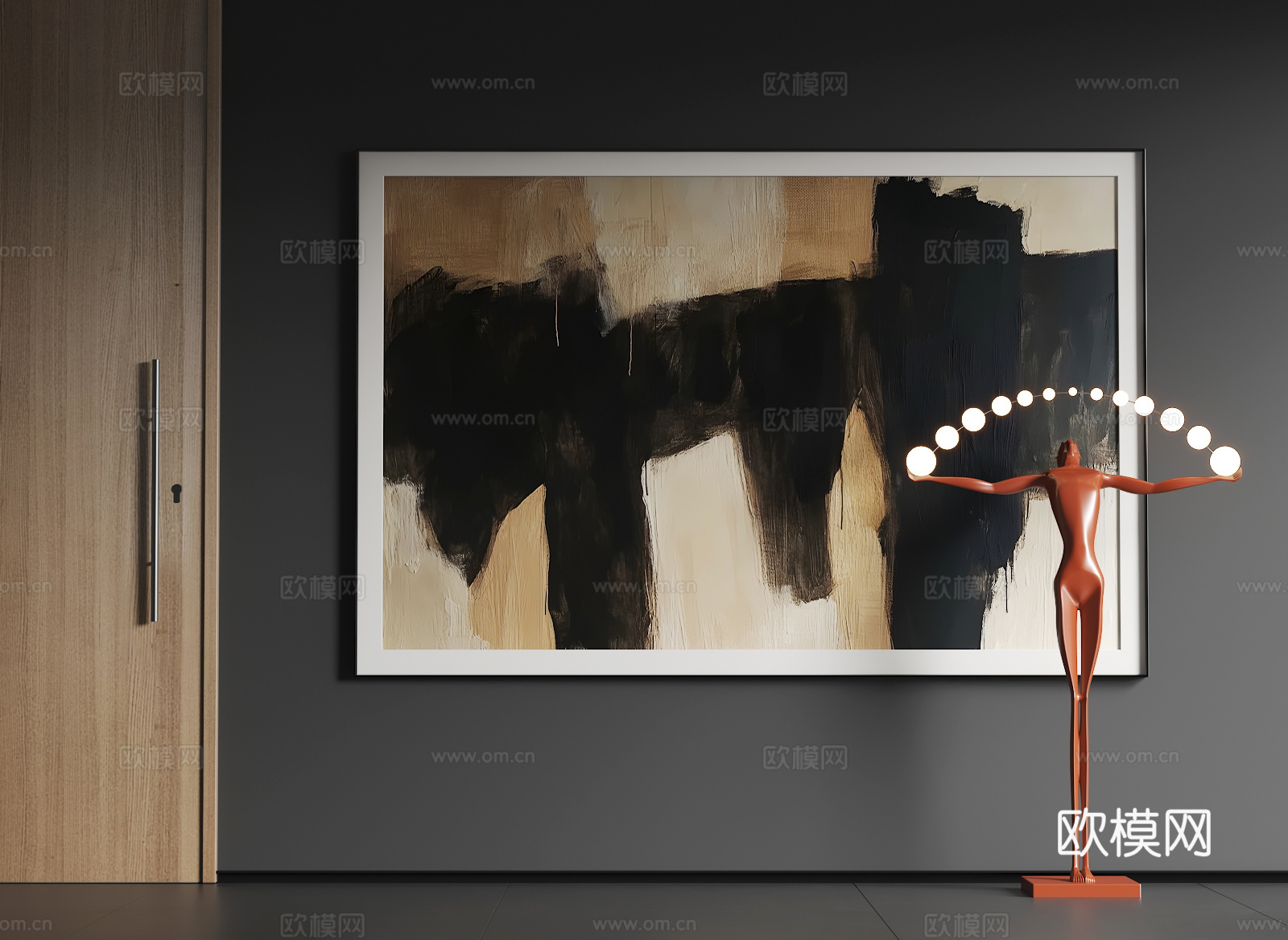 现代大幅挂画  现代抽象挂画  现代简约挂画3d模型