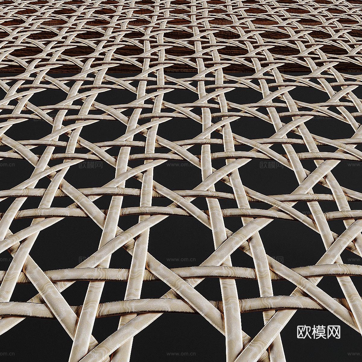 新中式藤编装饰长凳3d模型