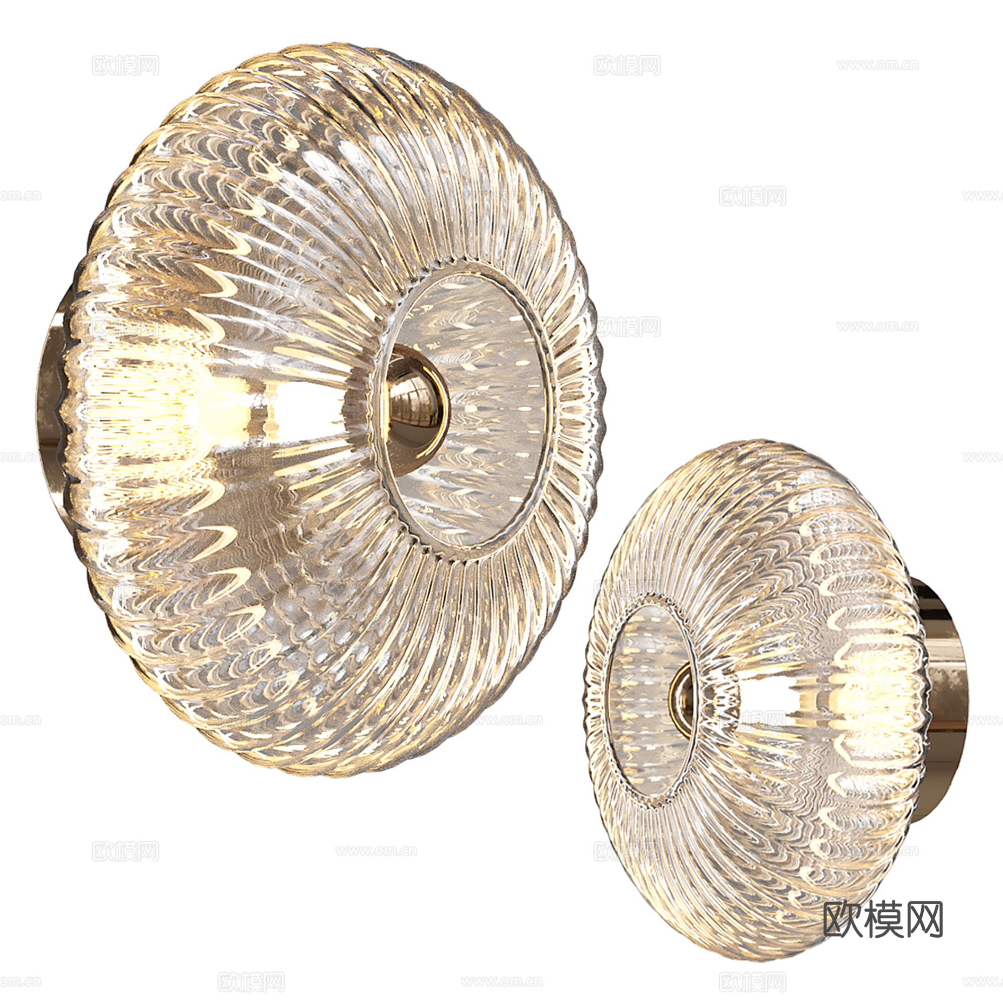 现代圆形玻璃壁灯su模型