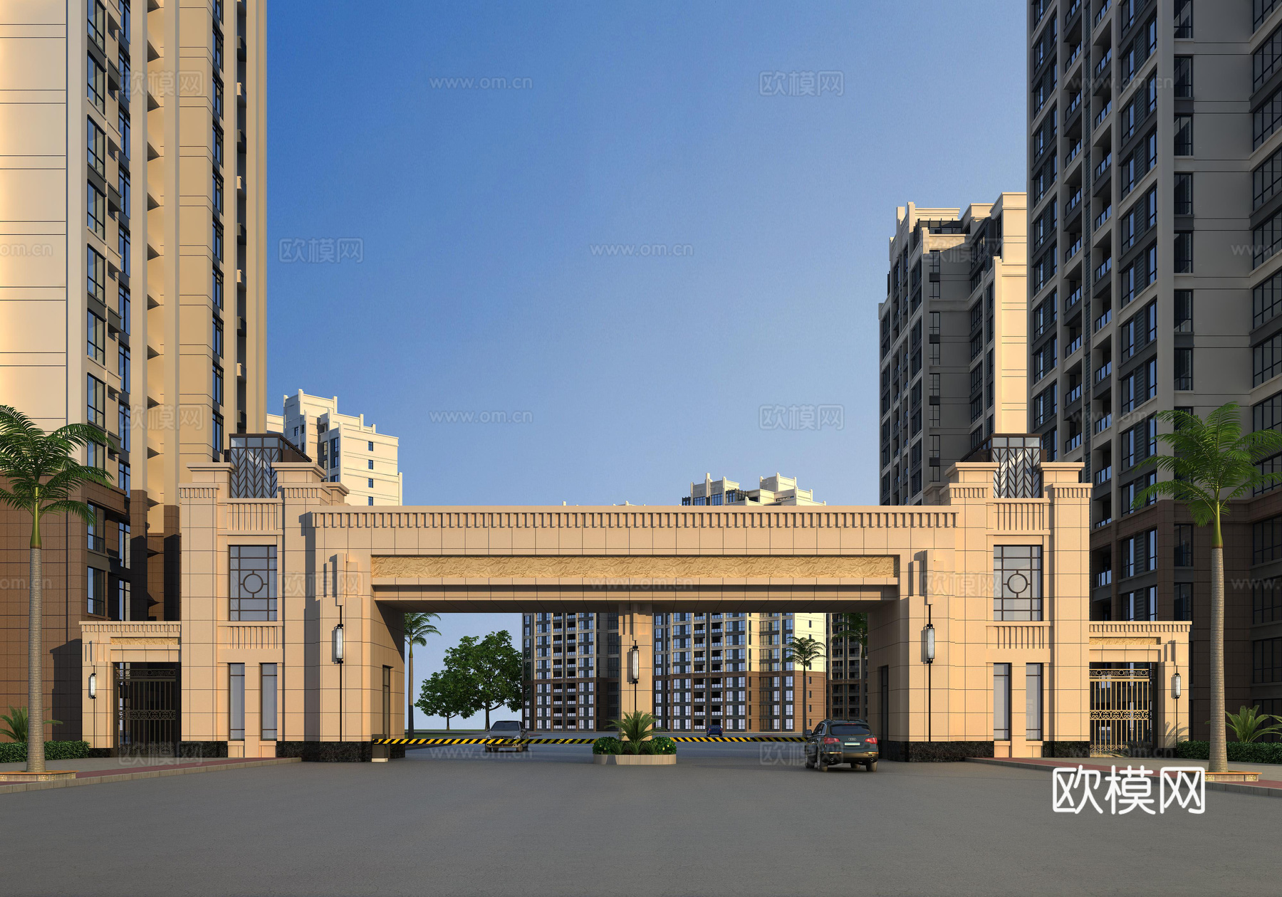 欧式简约小区入口3d模型