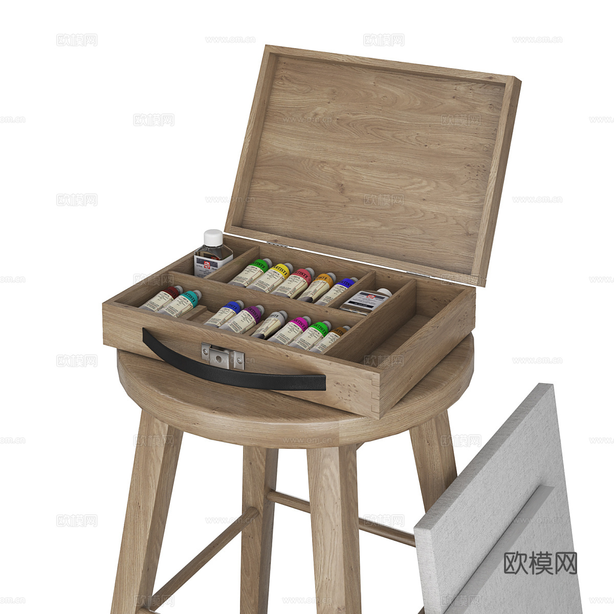 现代画具组合套装3d模型