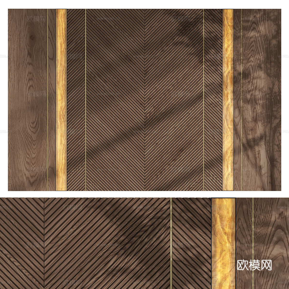 现代意式墙饰木饰面背景墙3d模型