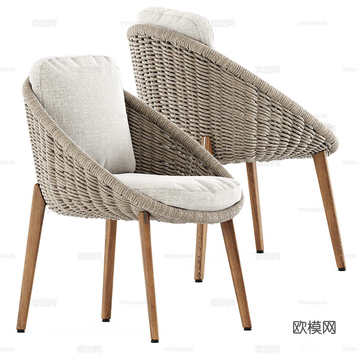 新中式原木户外餐桌椅3d模型