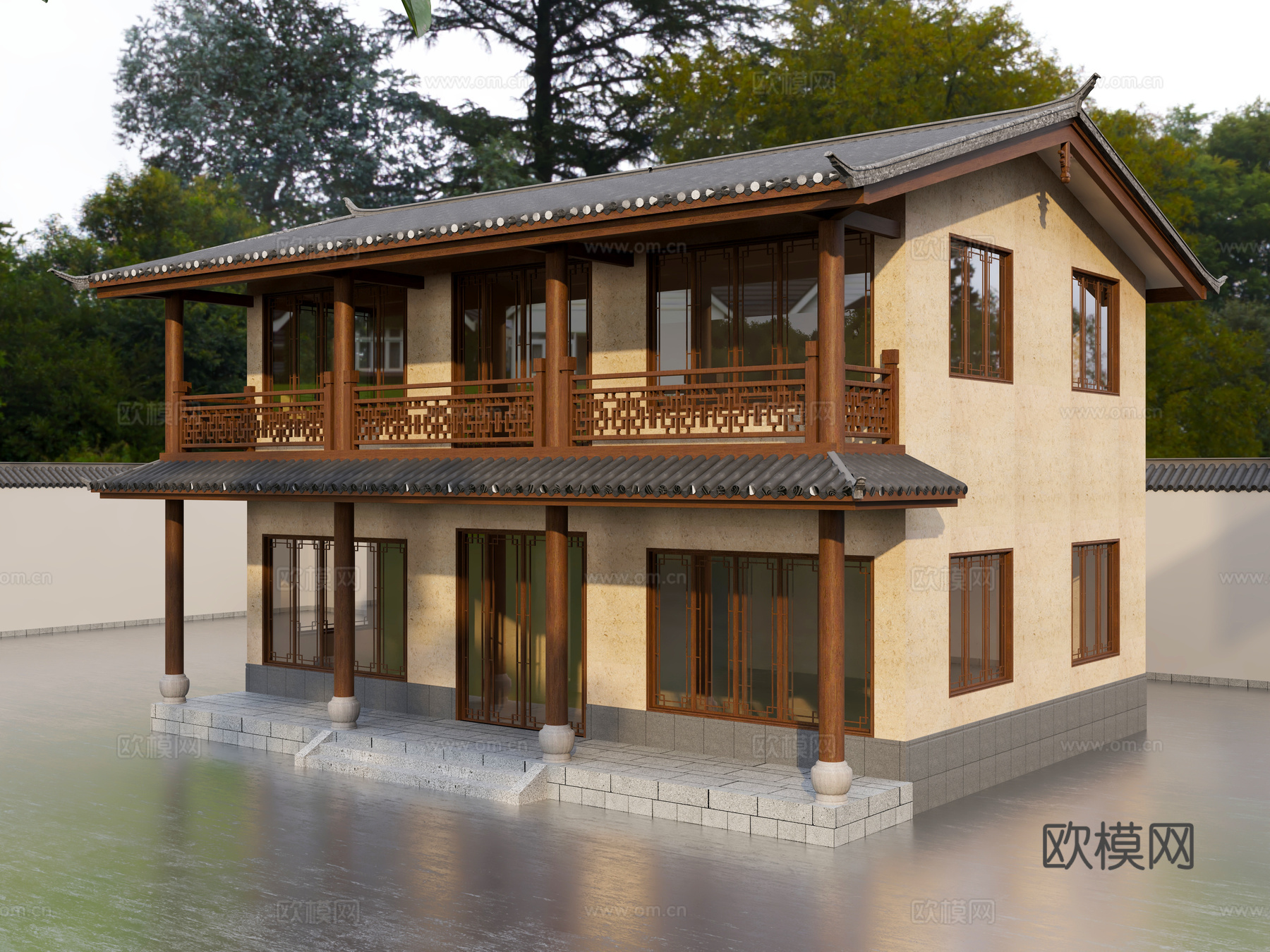 古建 中式建筑 东风美学 民宿 斗拱 灰派3d模型