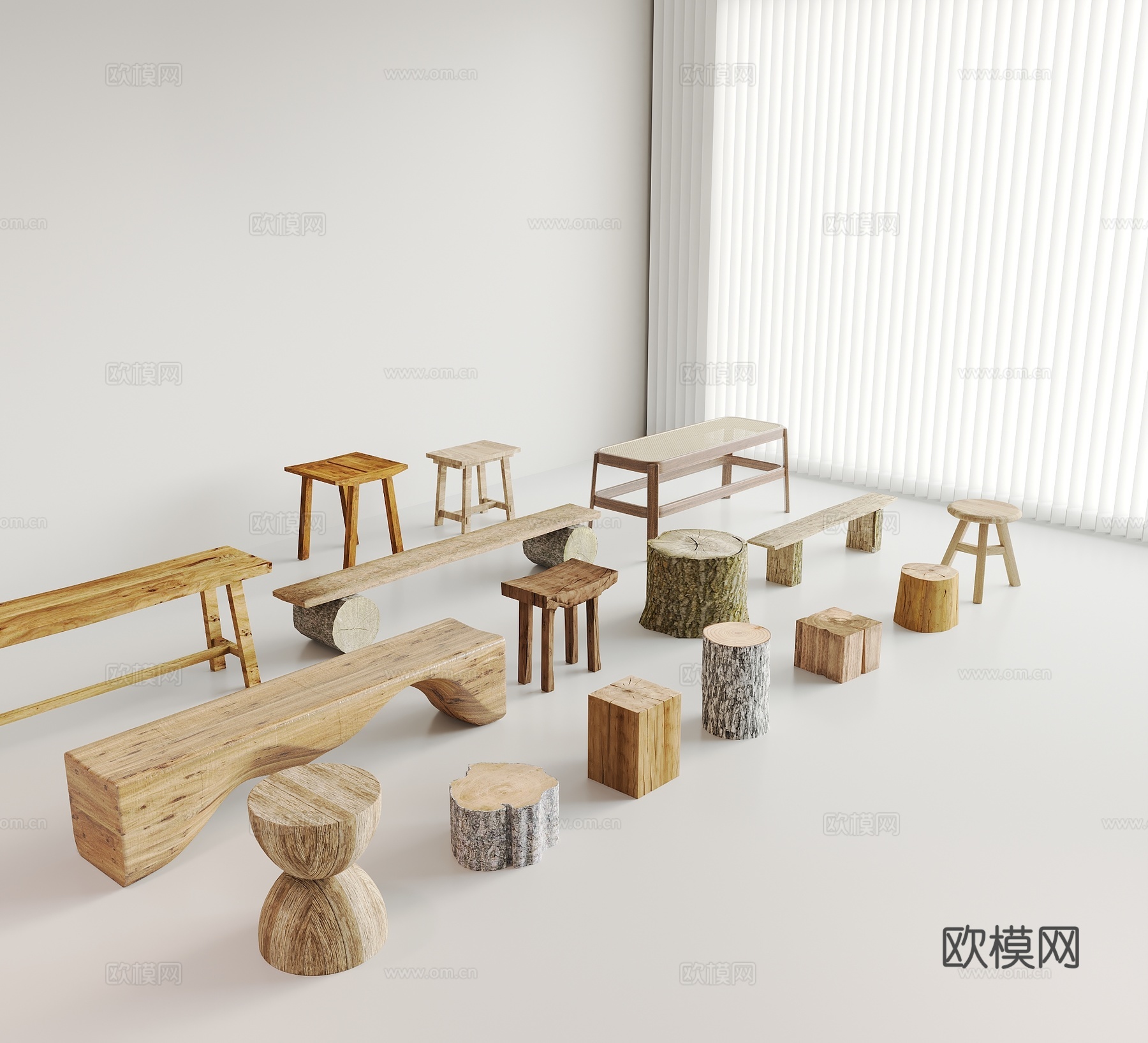 凳子 木凳 圆凳 条凳 长凳su模型