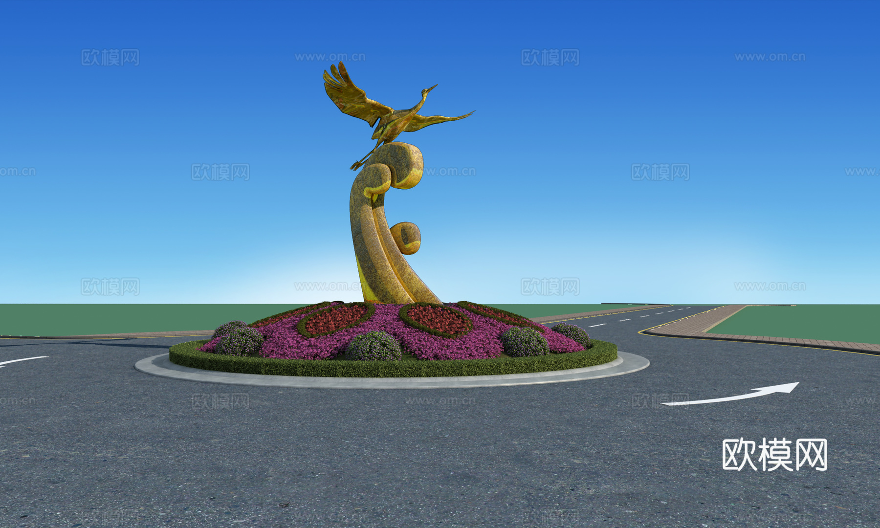 现代转盘花坛雕塑3d模型