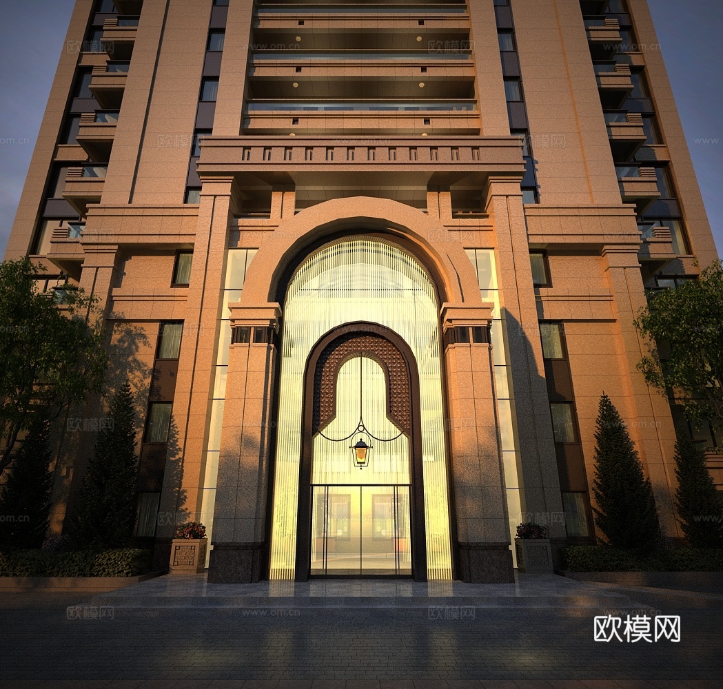 欧式简约住宅入口场景3d模型
