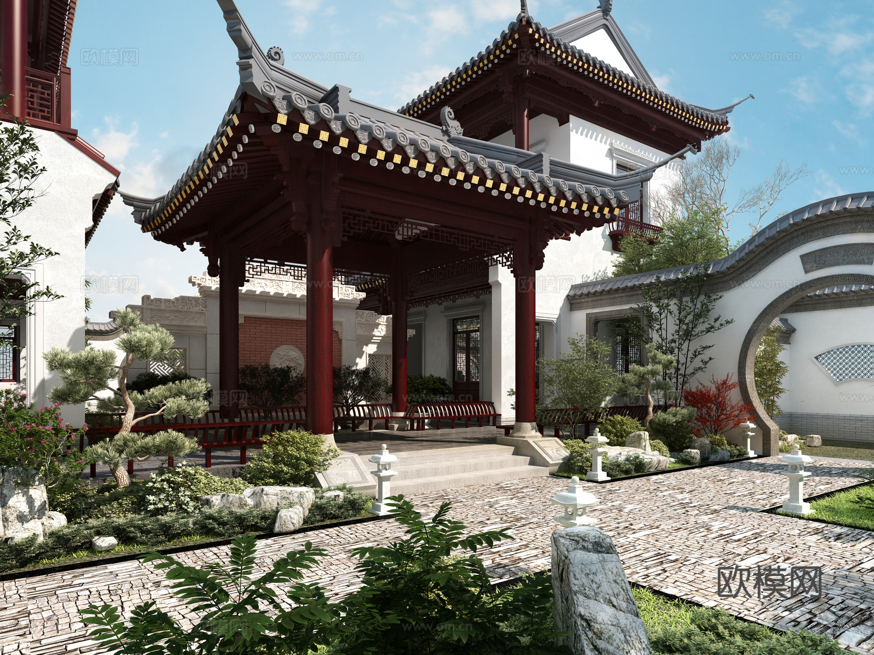 古建 民宿 中式建筑 园林 斗拱 挑檐 江南 灰派3d模型