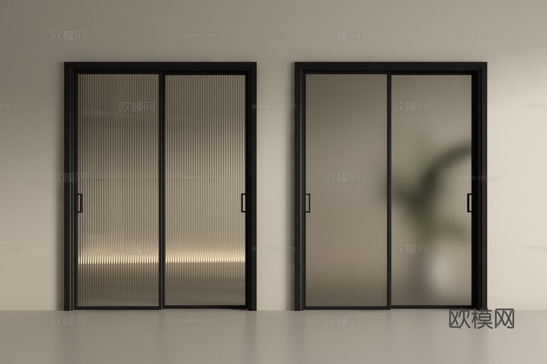 现代推拉门长虹玻璃推拉门3d模型