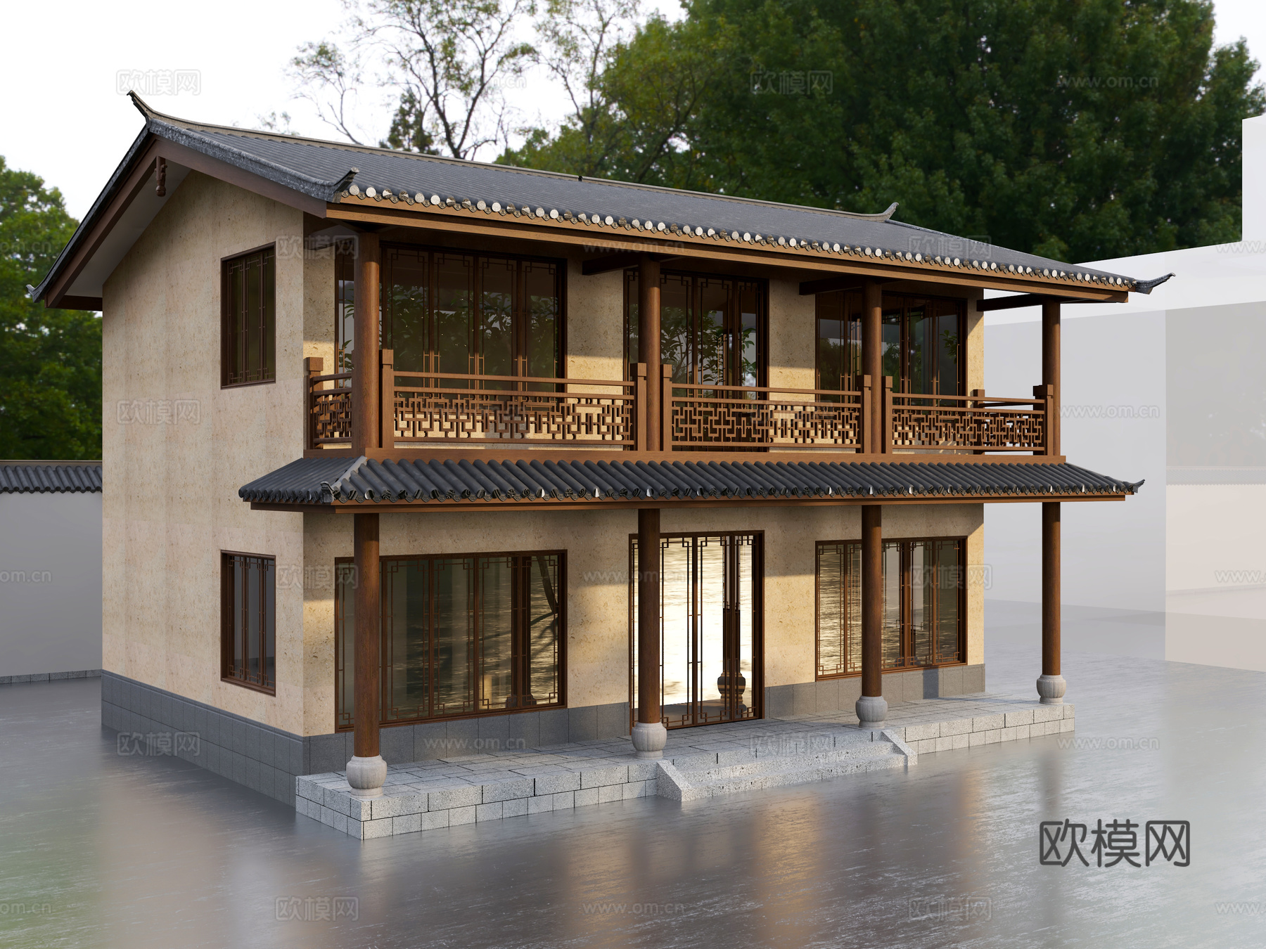 古建 中式建筑 东风美学 民宿 斗拱 灰派3d模型