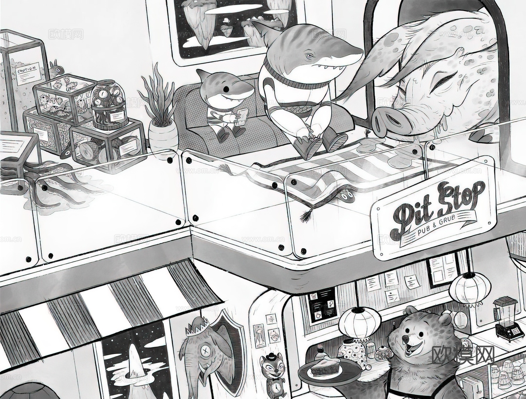 艺术挂画 挂画 装饰画 艺术画 拟人动物下载