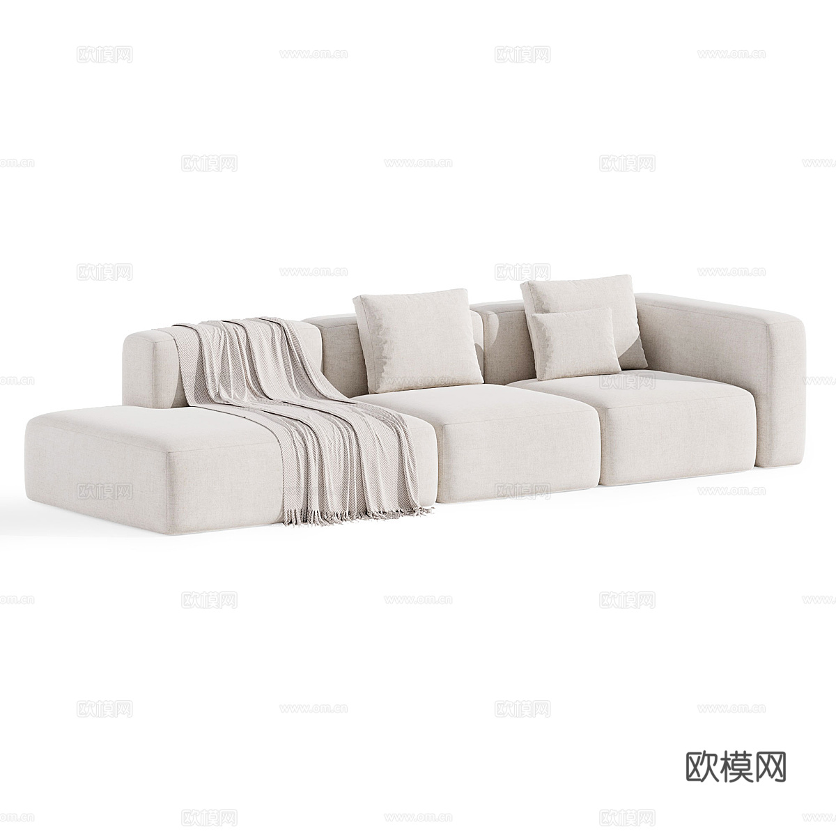 现代意式布艺组合沙发3d模型