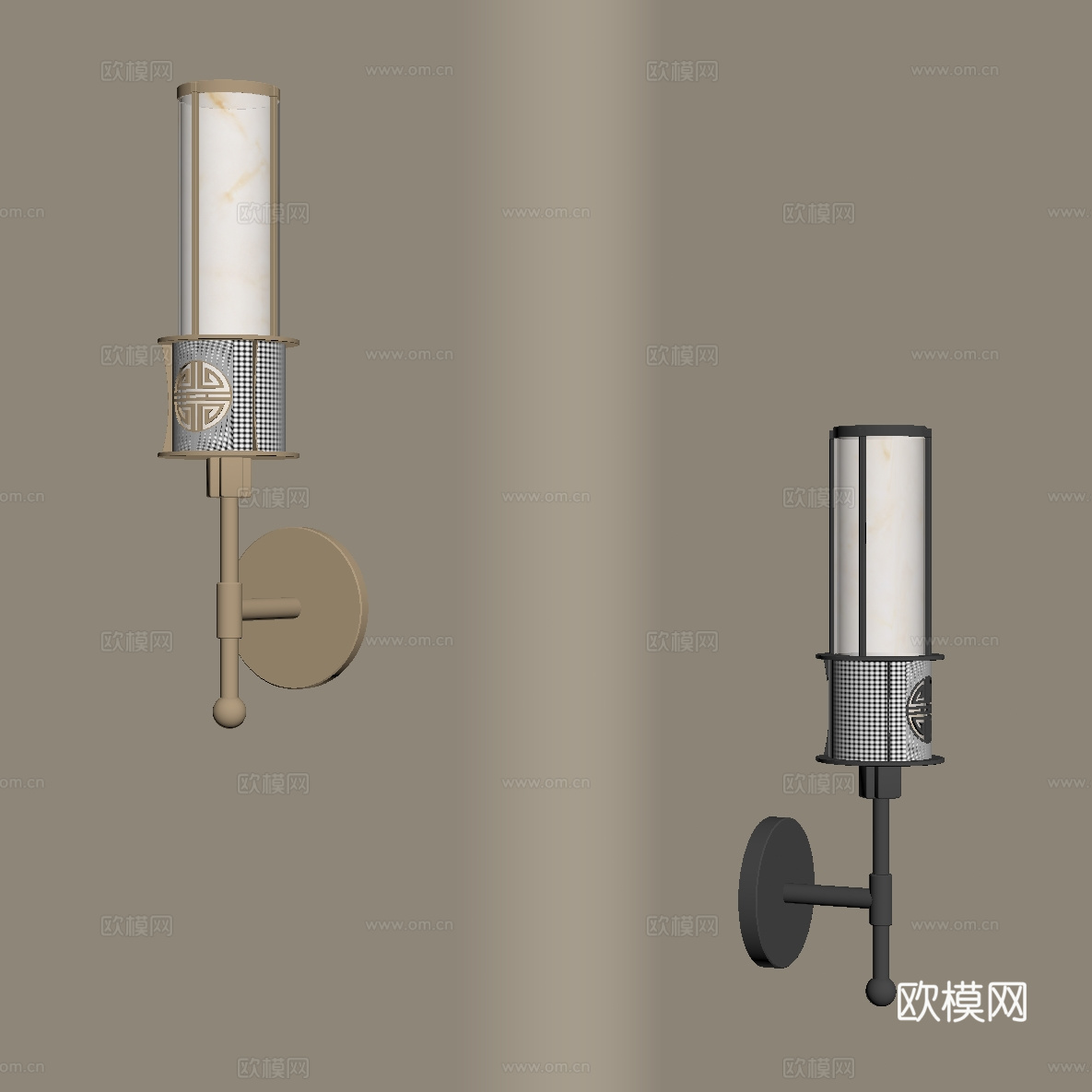 新中式 复古 金属壁灯 户外壁灯 壁灯 床头壁灯su模型