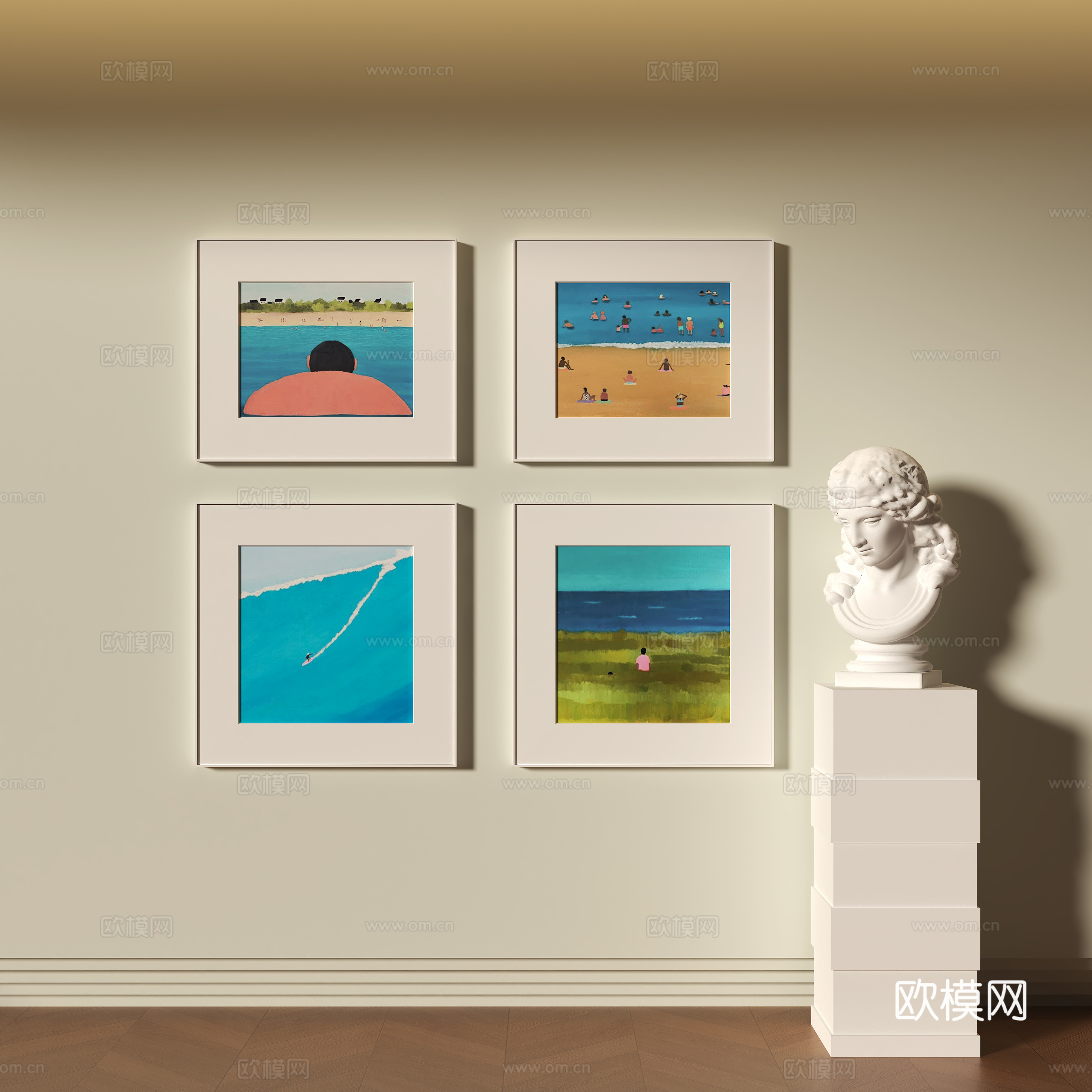 现代装饰挂画组合su模型