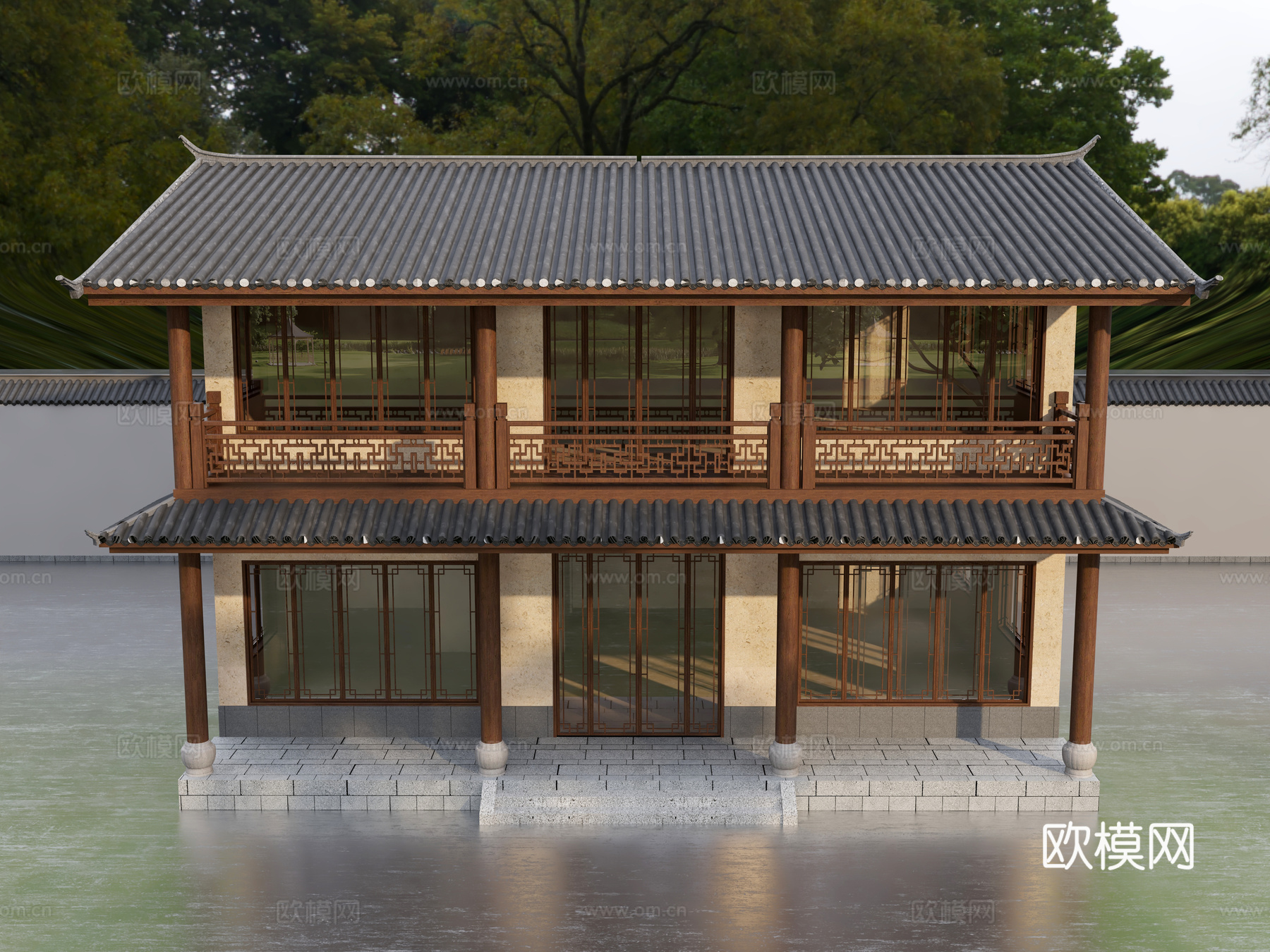 古建 中式建筑 东风美学 民宿 斗拱 灰派3d模型
