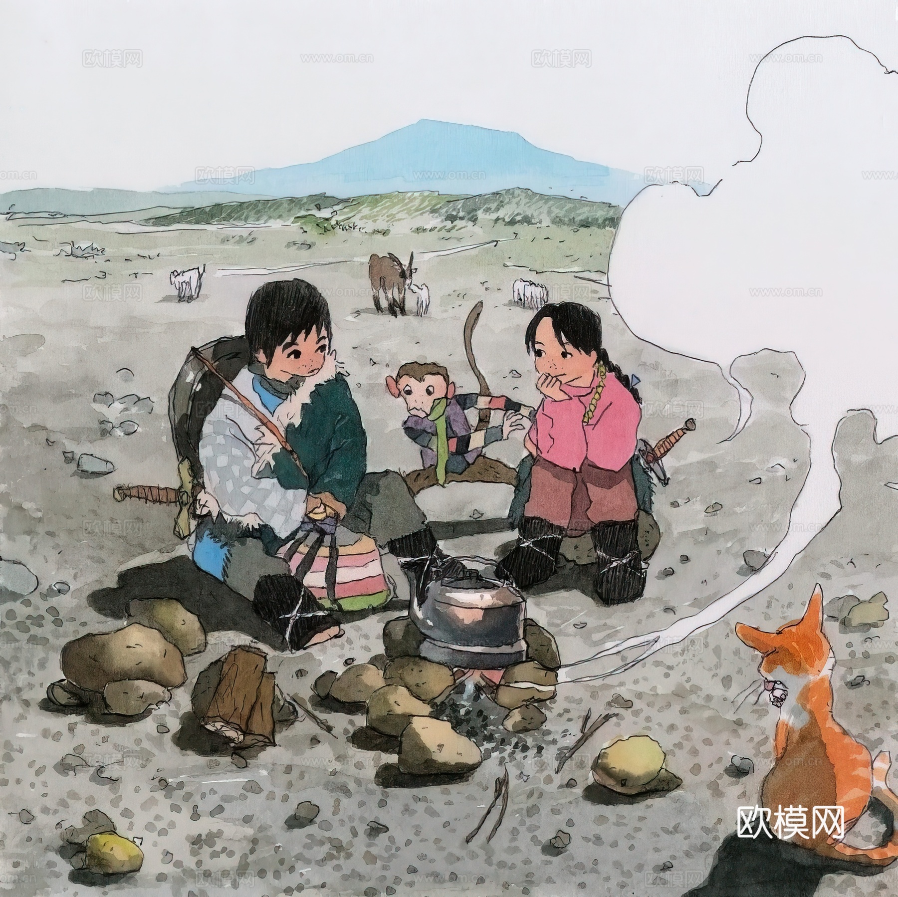 艺术挂画 挂画 装饰画 艺术画水彩插画下载