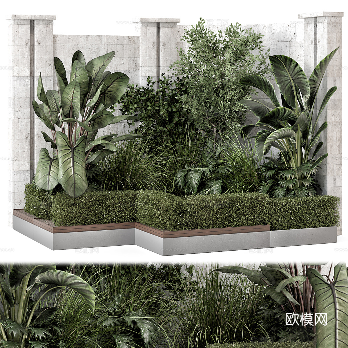 现代意式庭院局部景观3d模型