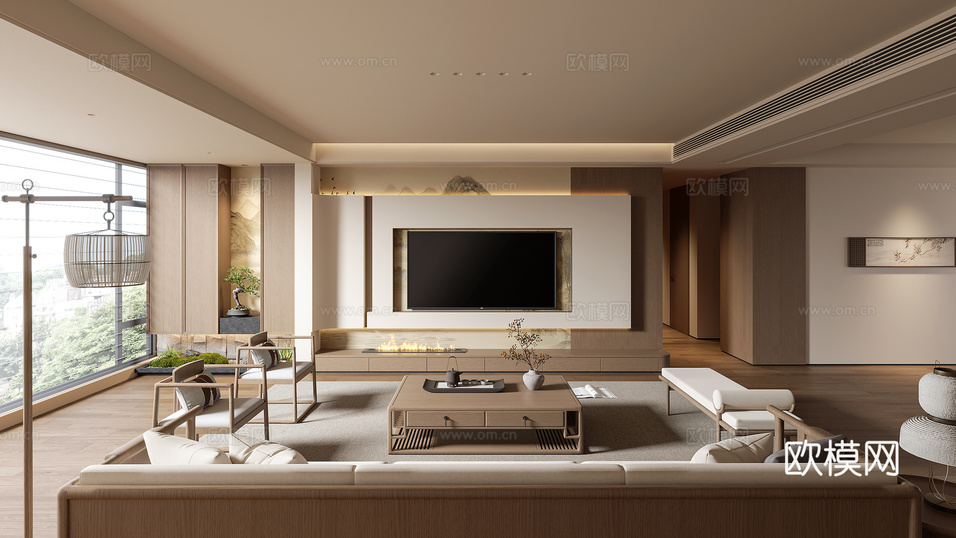 宋式美學(xué)客廳3d模型下載