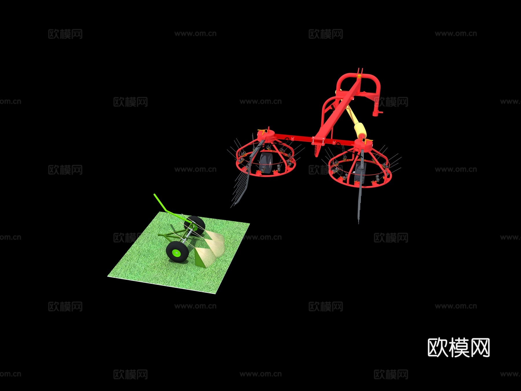 传统中式农具 打草机 车农3d模型
