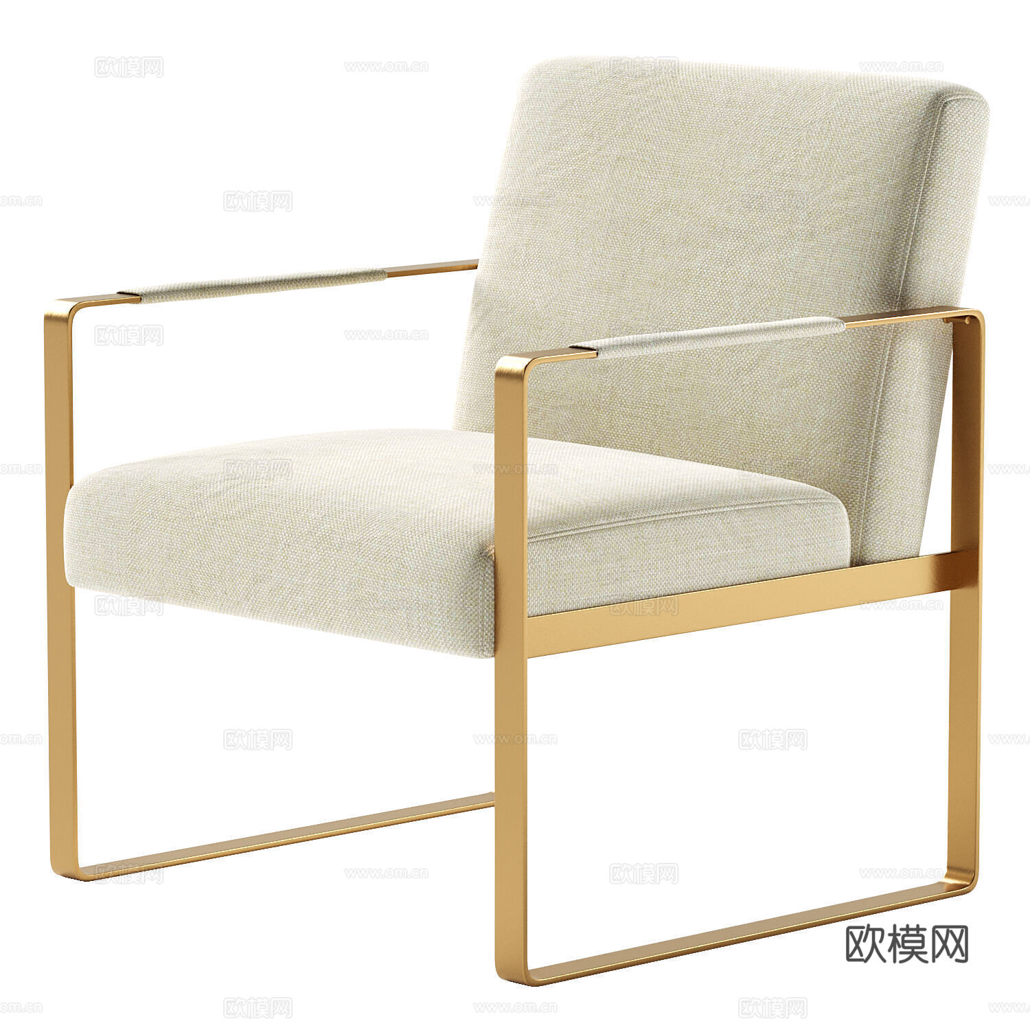 现代意式轻奢布艺扶手椅3d模型