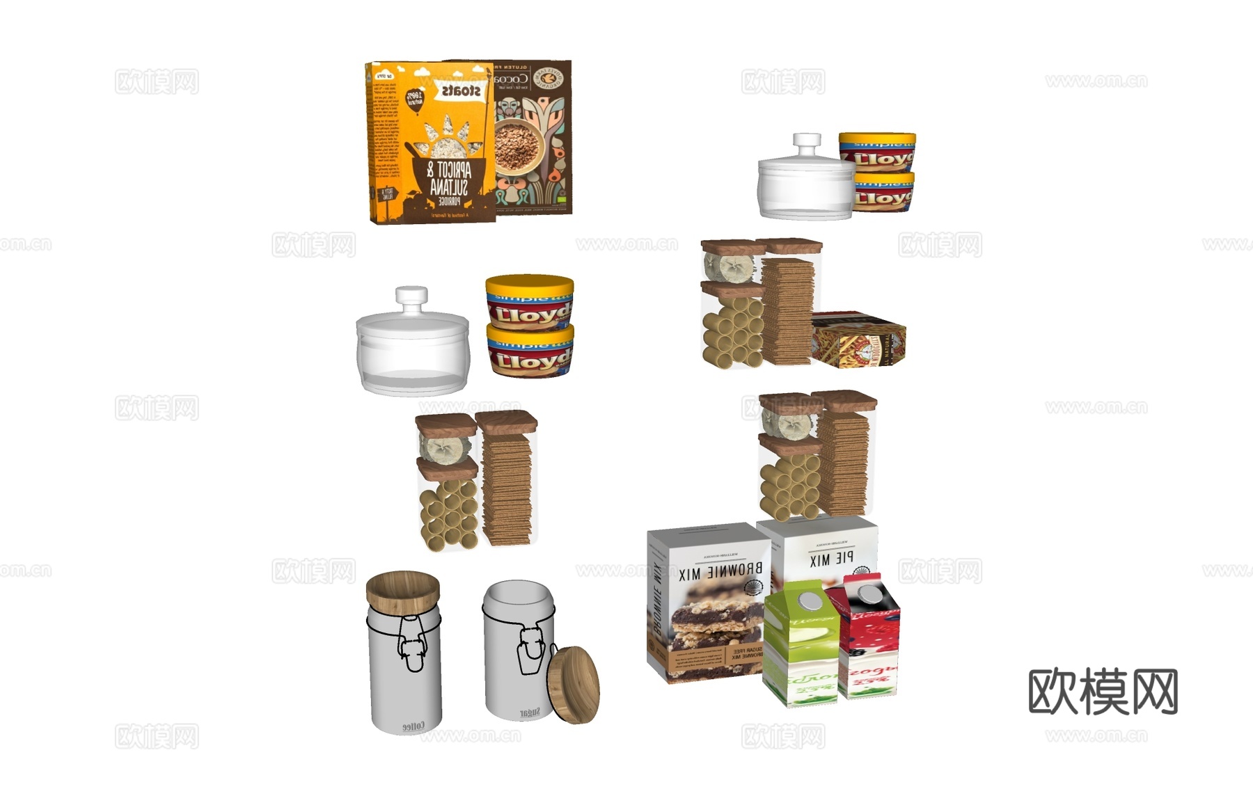 摆件容器厨房用品  饼干调味料  食物su模型