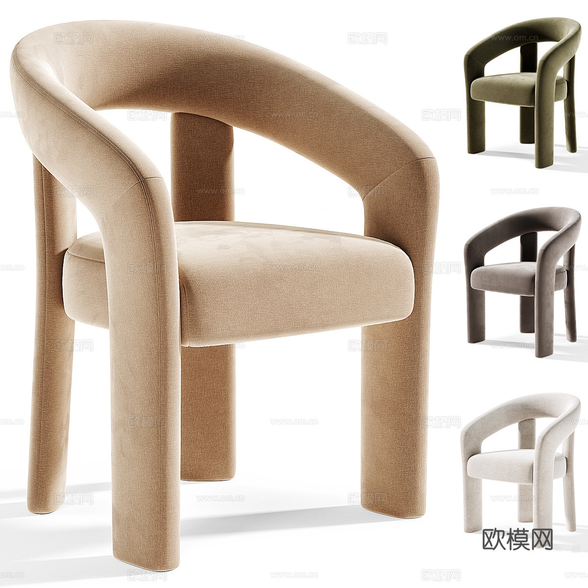 现代意式布艺扶手椅3d模型