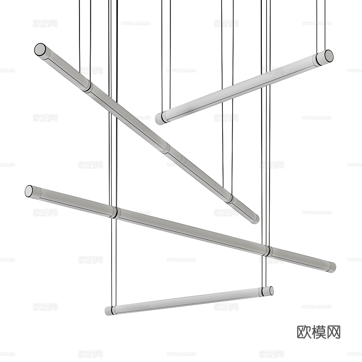 现代轻奢极简线性装饰吊灯3d模型