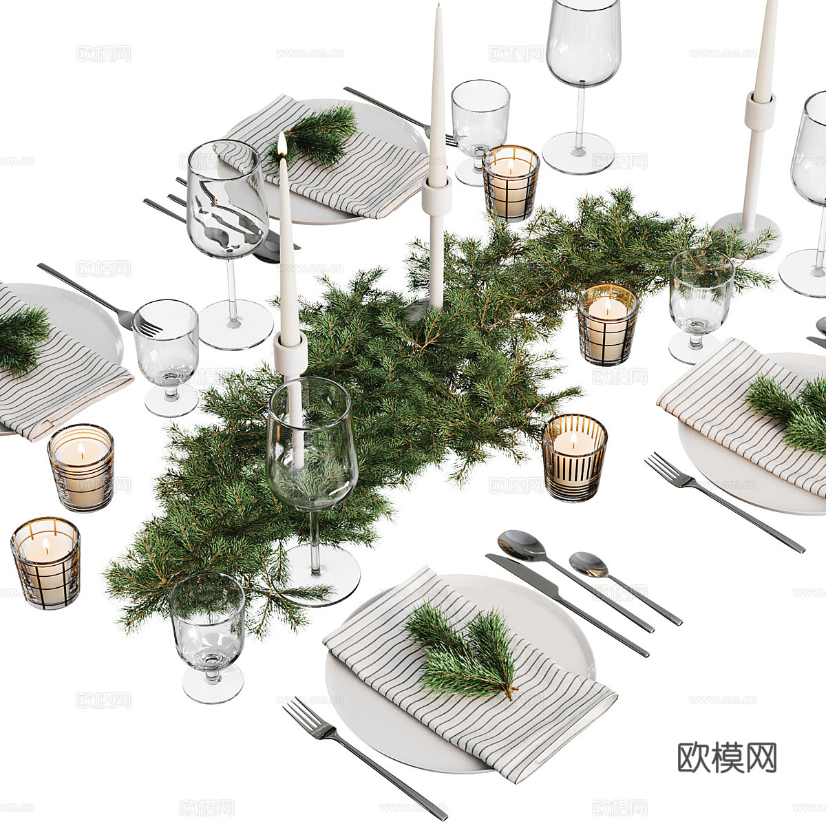 现代节日餐具3d模型