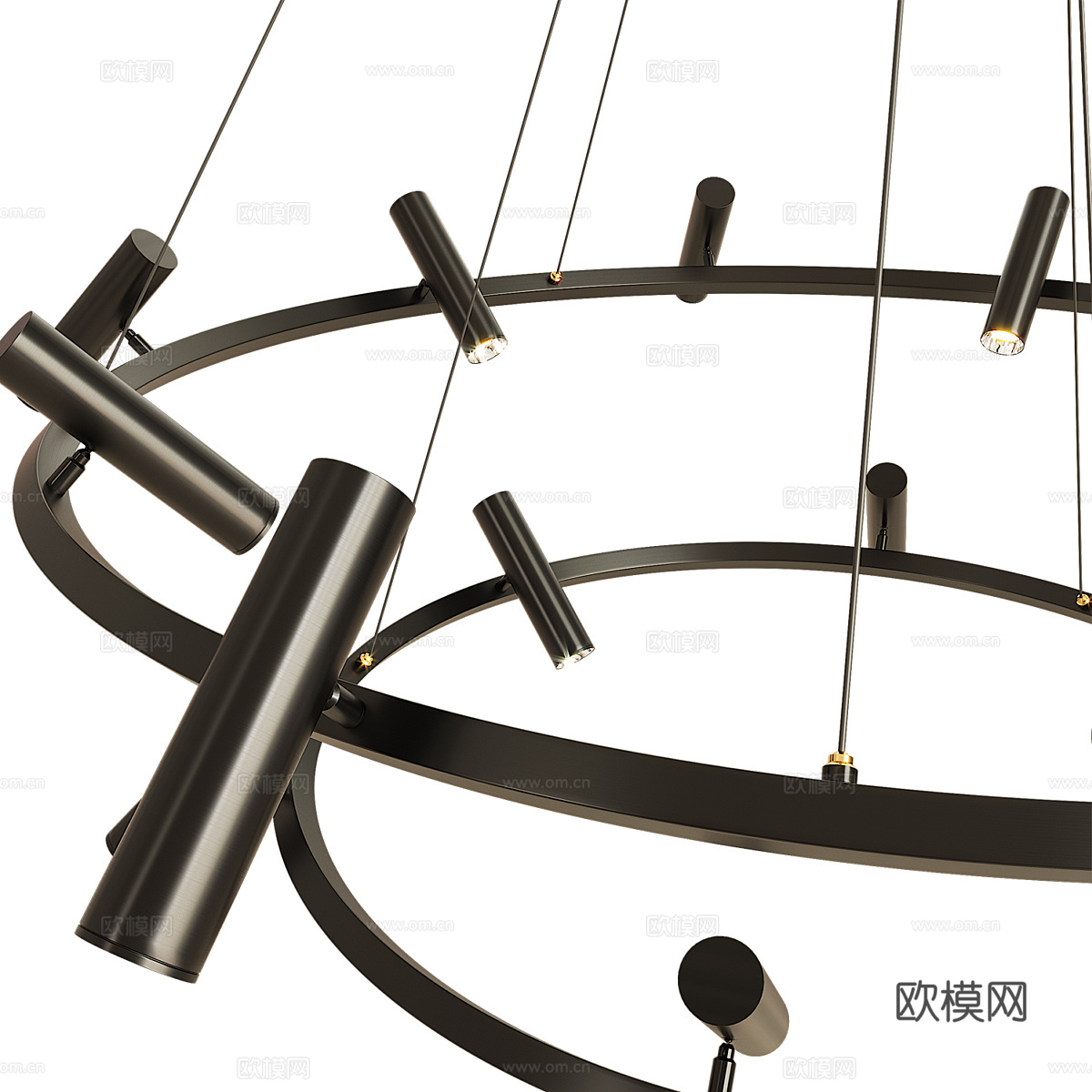 现代意式极简圆形金属吊灯3d模型