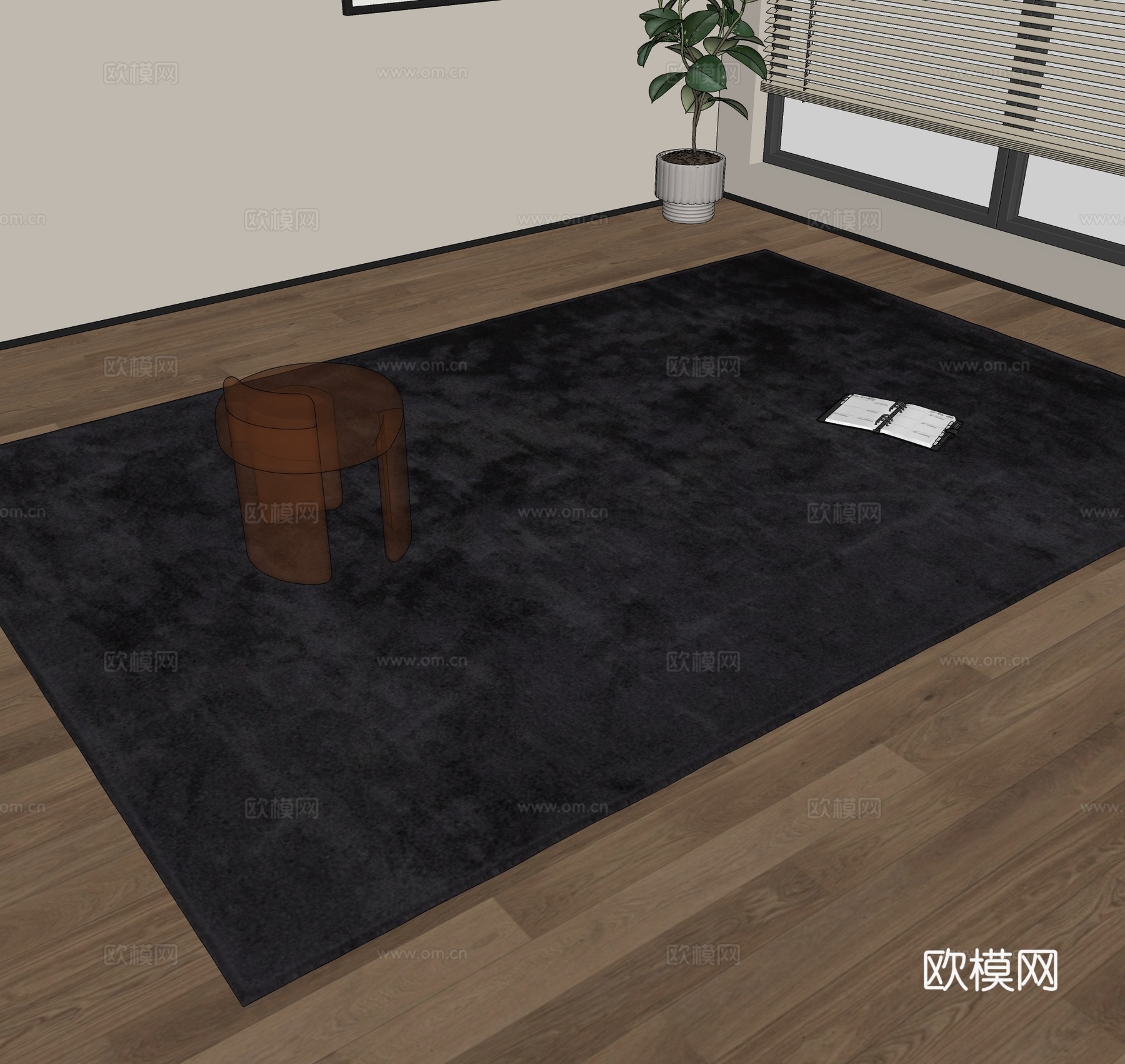 复古地毯 方毯 简约地毯 中古侘寂地毯 民宿地毯 现代地毯su模型