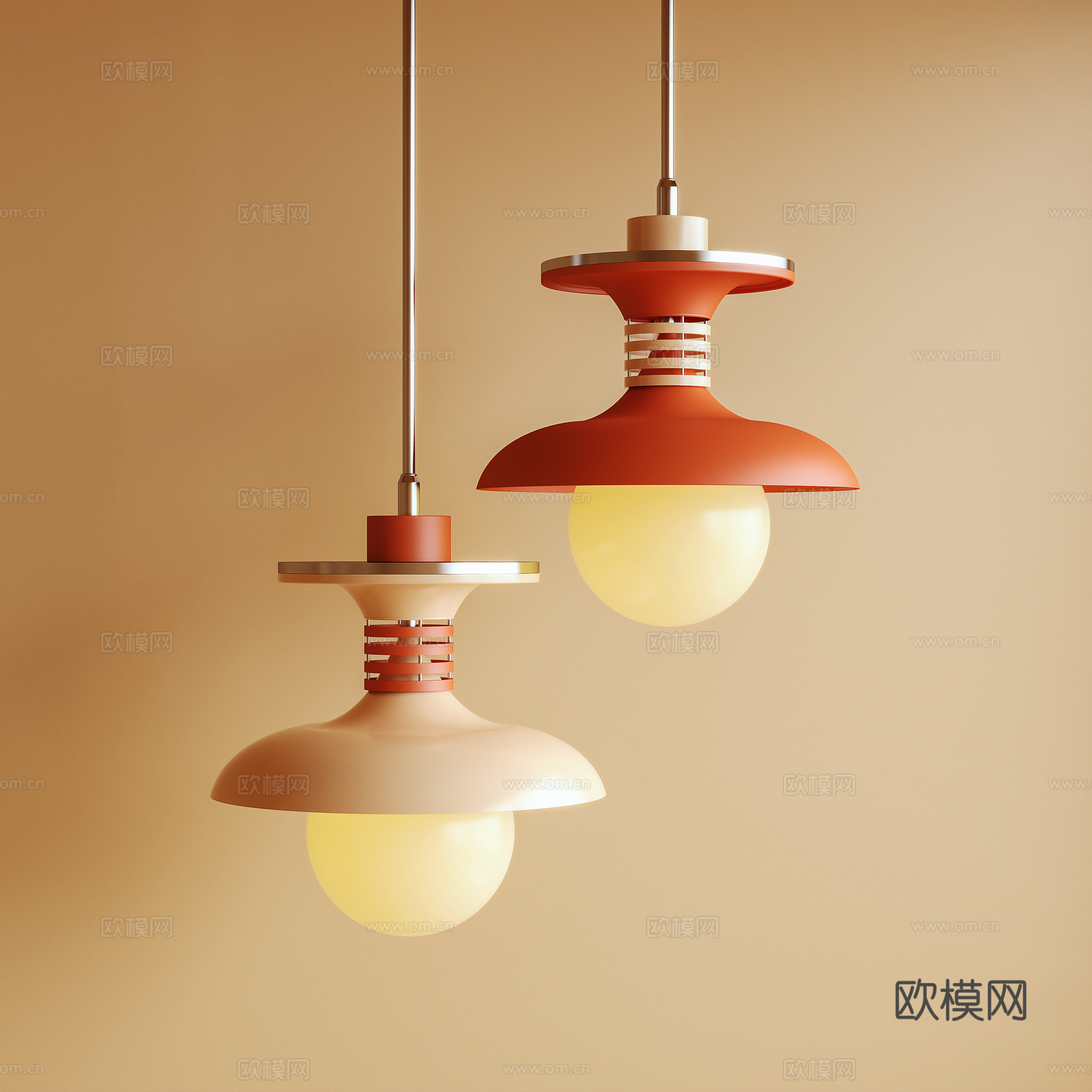 奶油风吊灯 孟菲斯 多巴胺3d模型