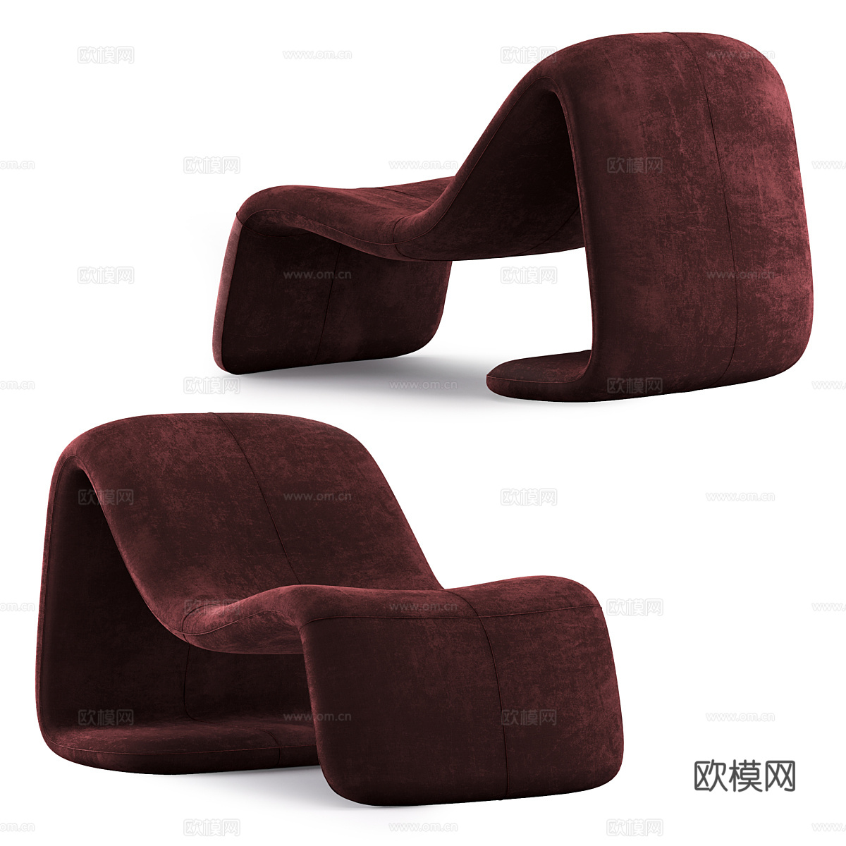 现代意式布艺躺椅3d模型