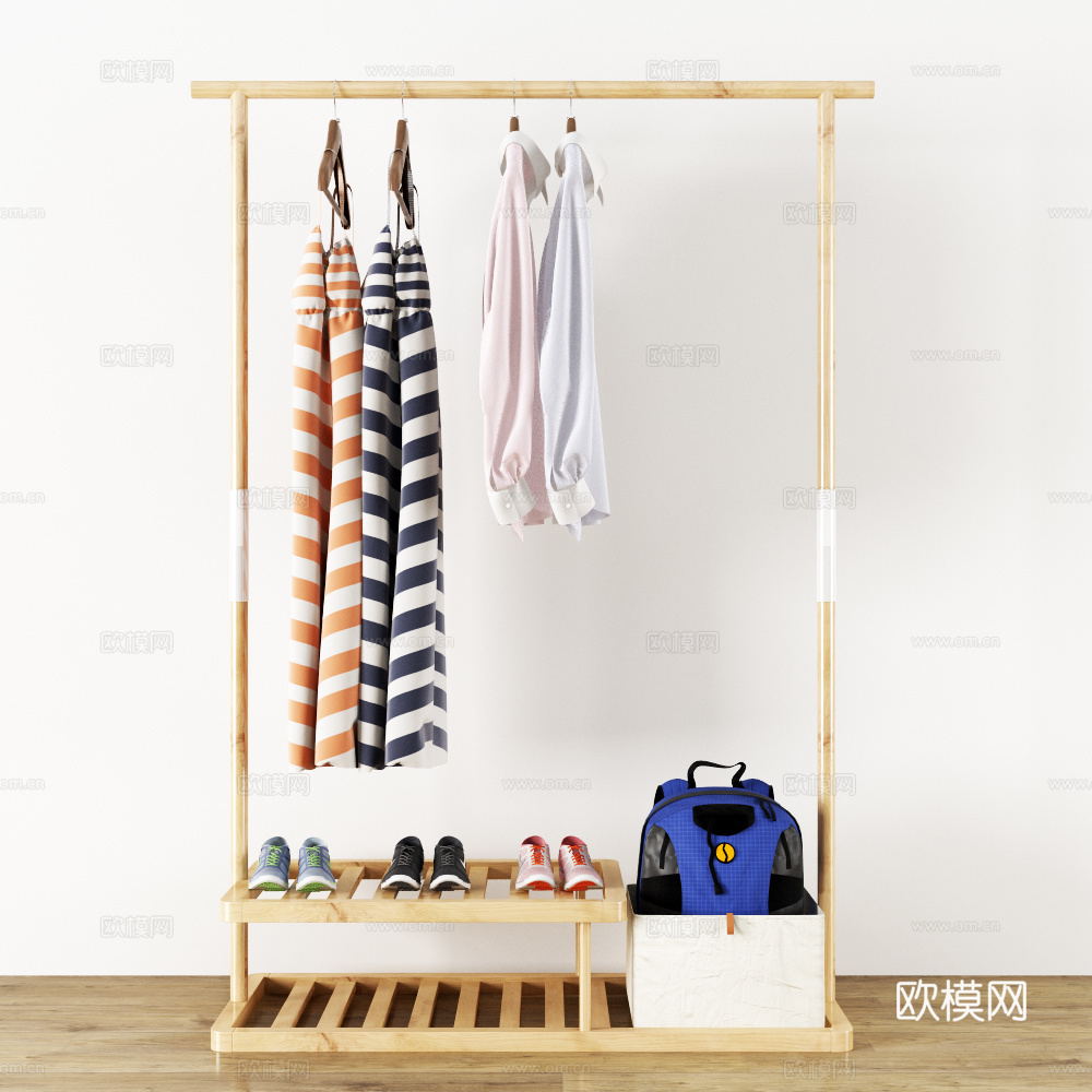 现代衣架服饰背包鞋子3d模型