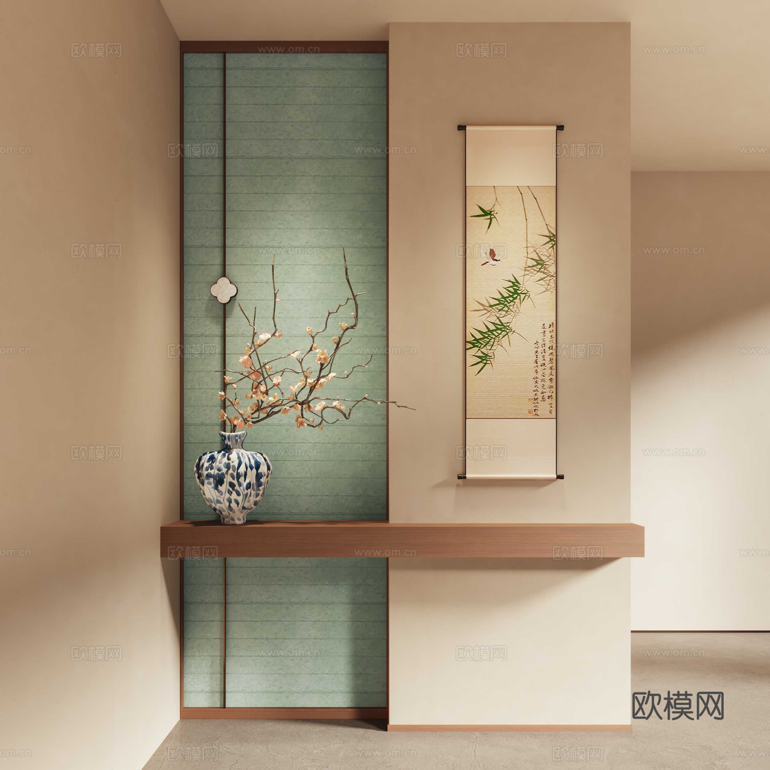 宋风 入户玄关 装饰性玄关 端景台su模型