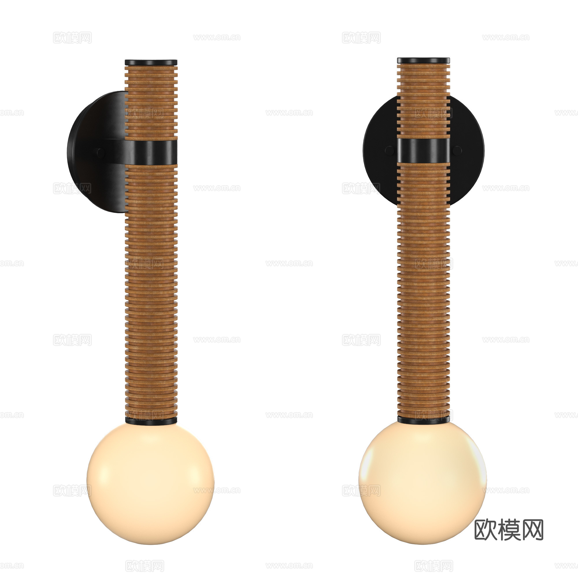 新中式中古风藤编装饰壁灯3d模型