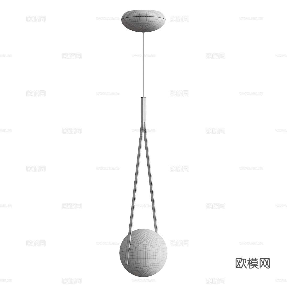 现代意式极简球形玻璃小吊灯3d模型