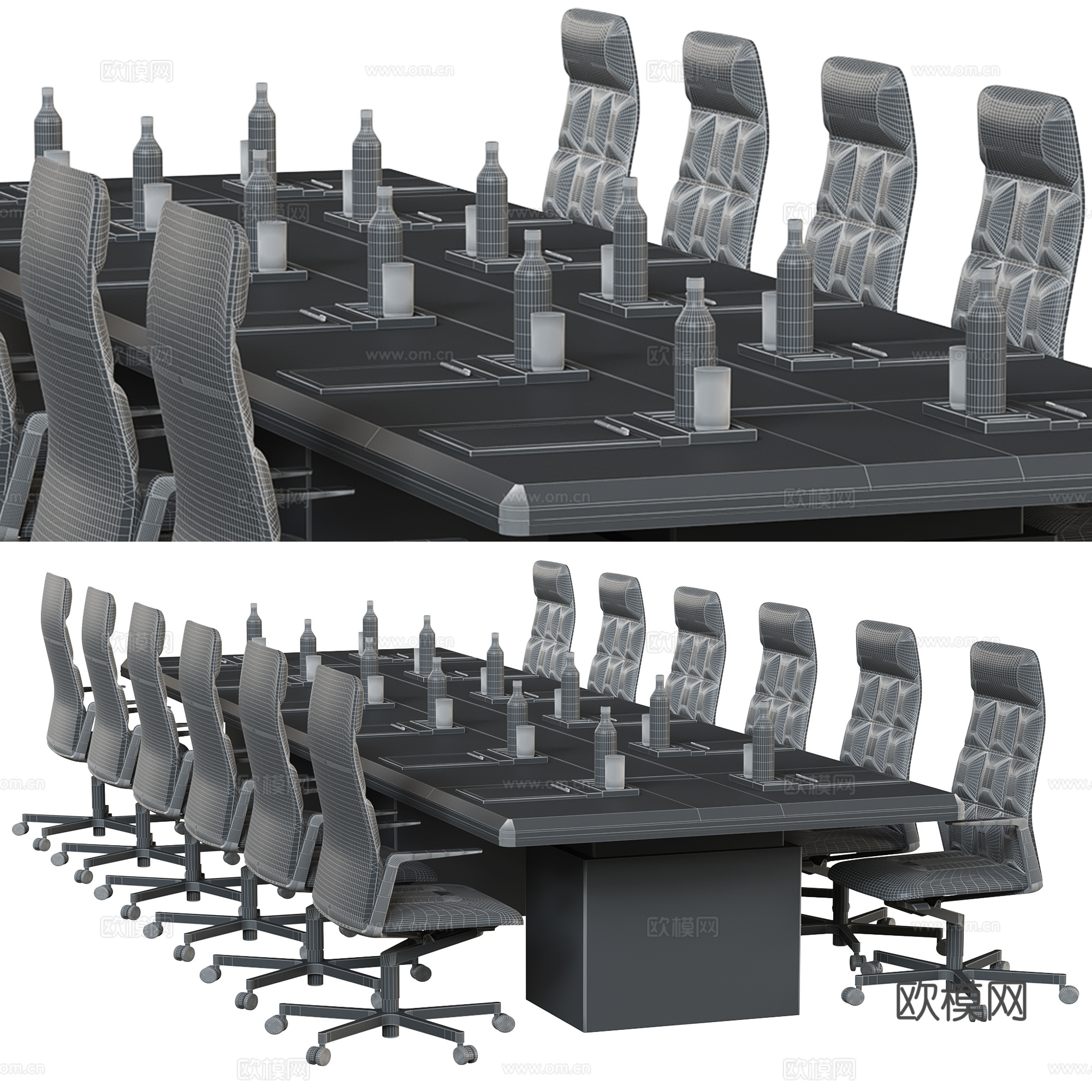 现代意式会议桌3d模型