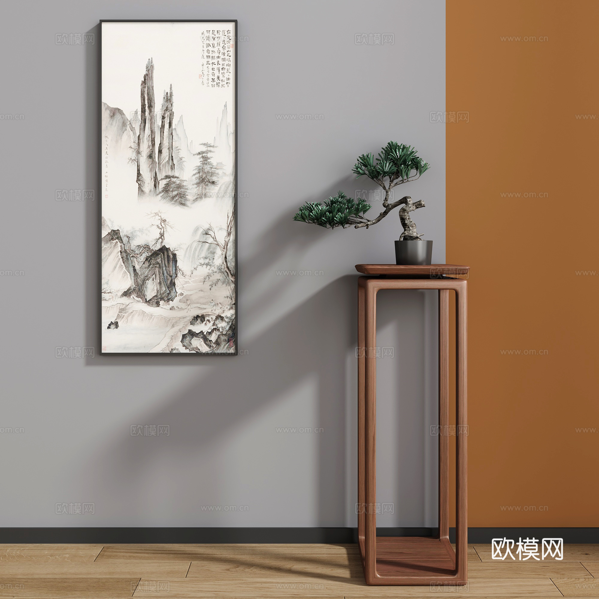 新中式花架3d模型