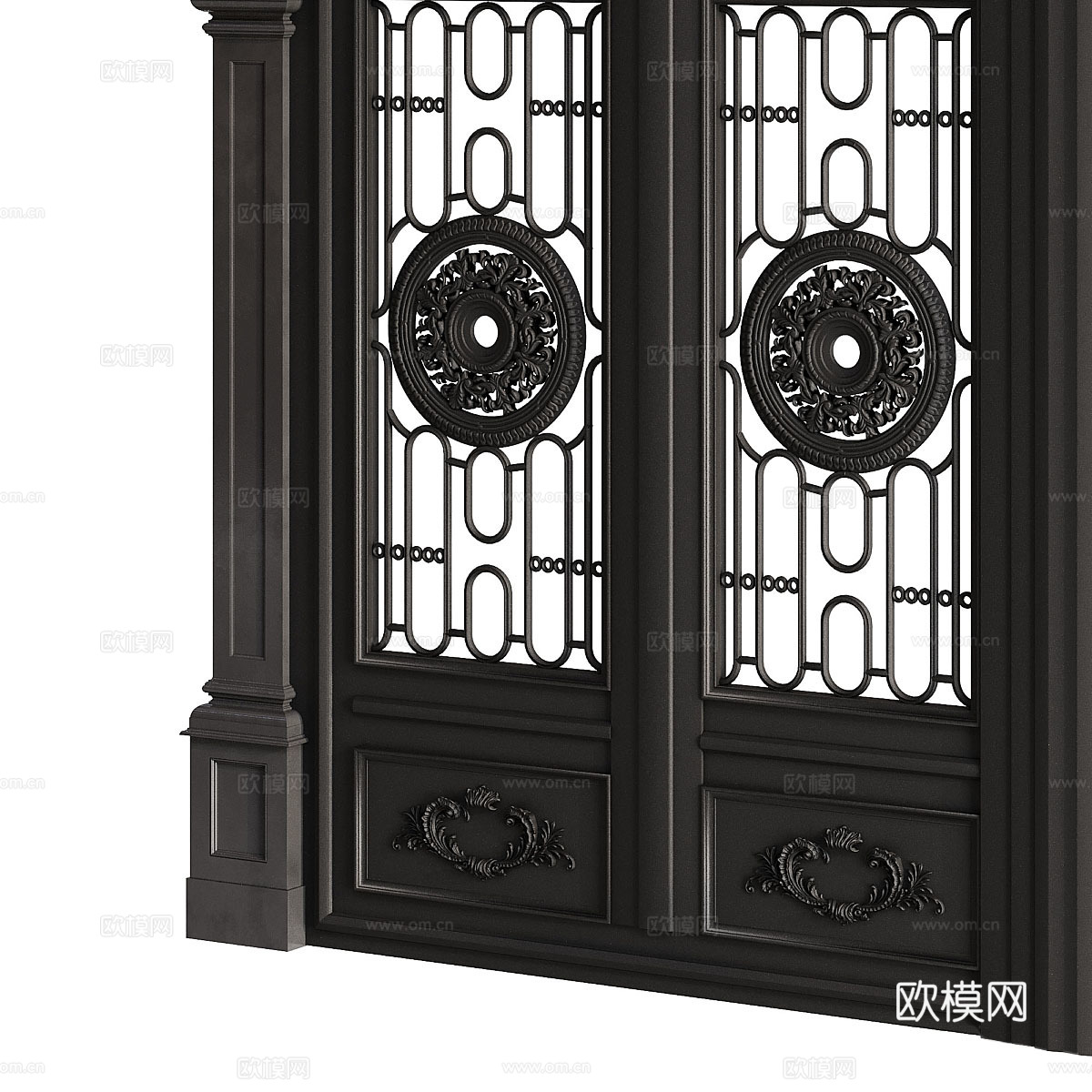 法式黑色大门3d模型