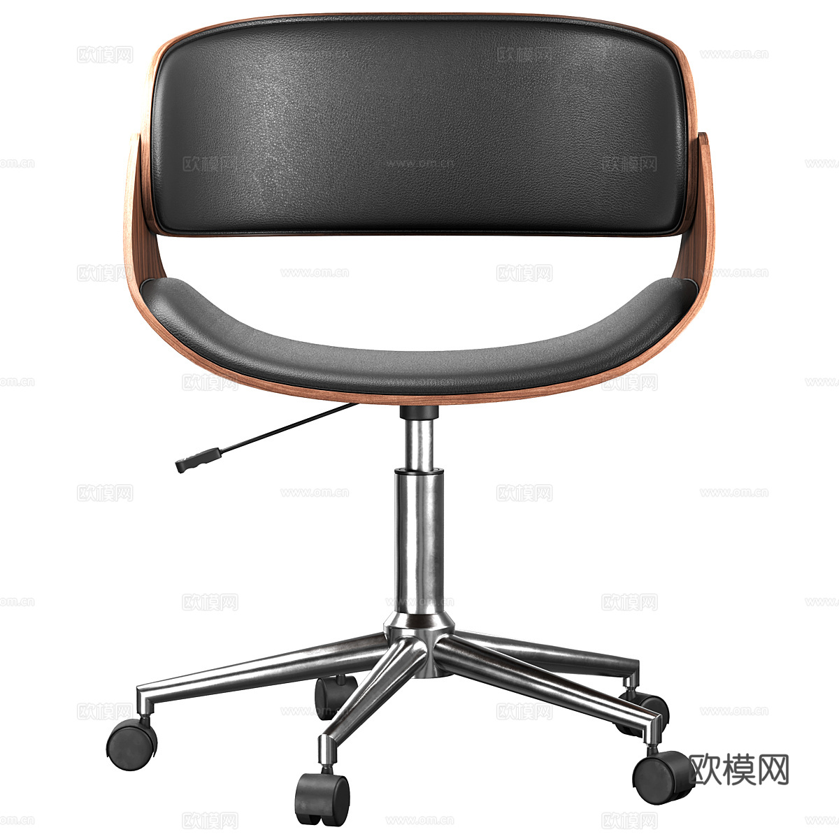 现代意式木制皮革办公椅3d模型