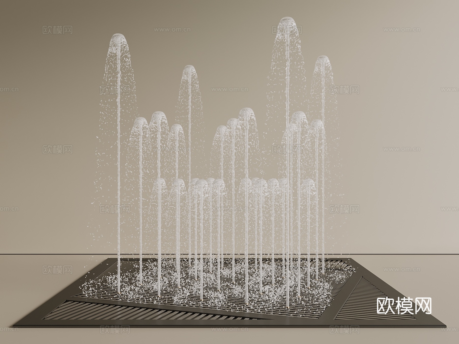新中式 现代 喷泉 喷泉 流水 水景 水系3d模型