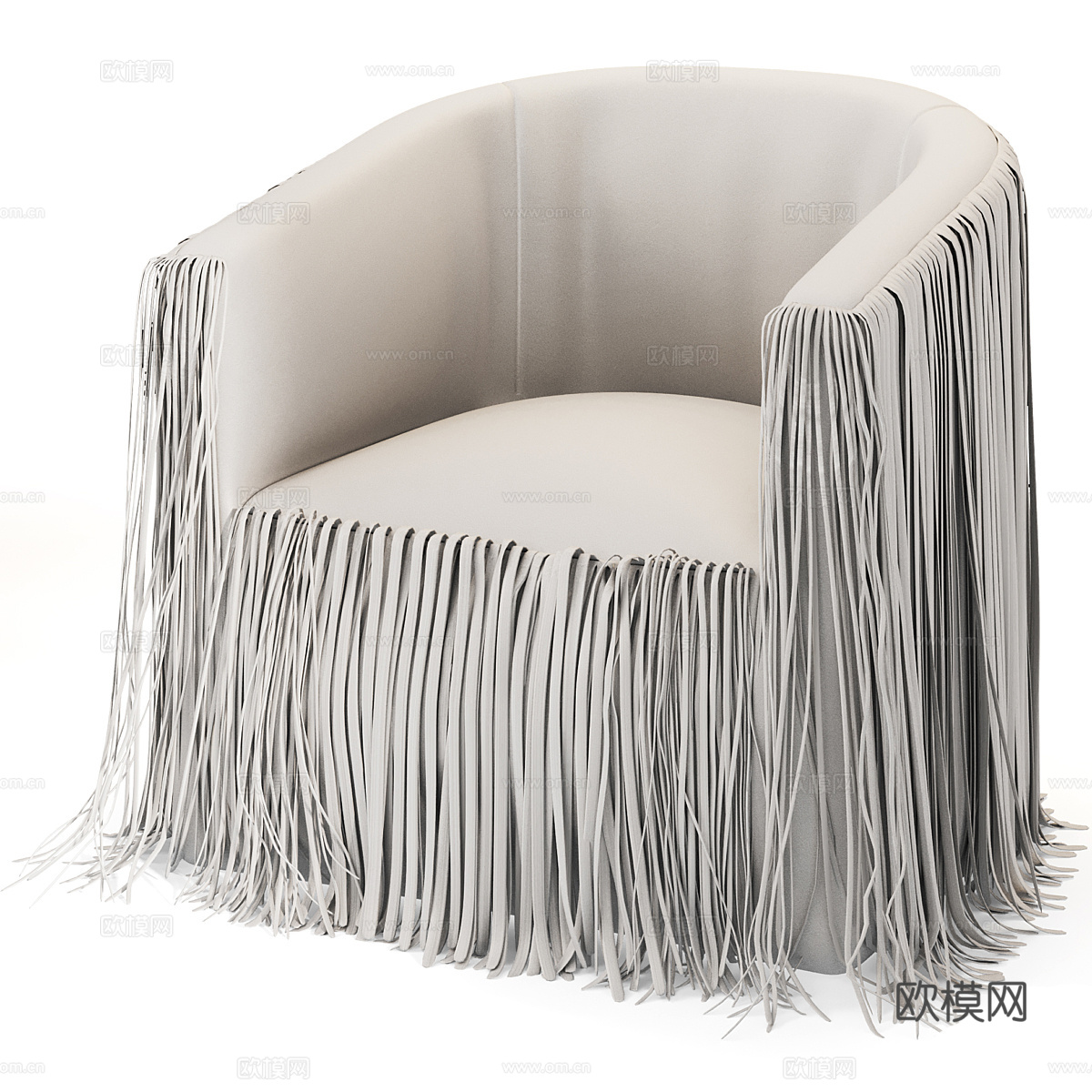 现代艺术皮革流苏扶手椅3d模型