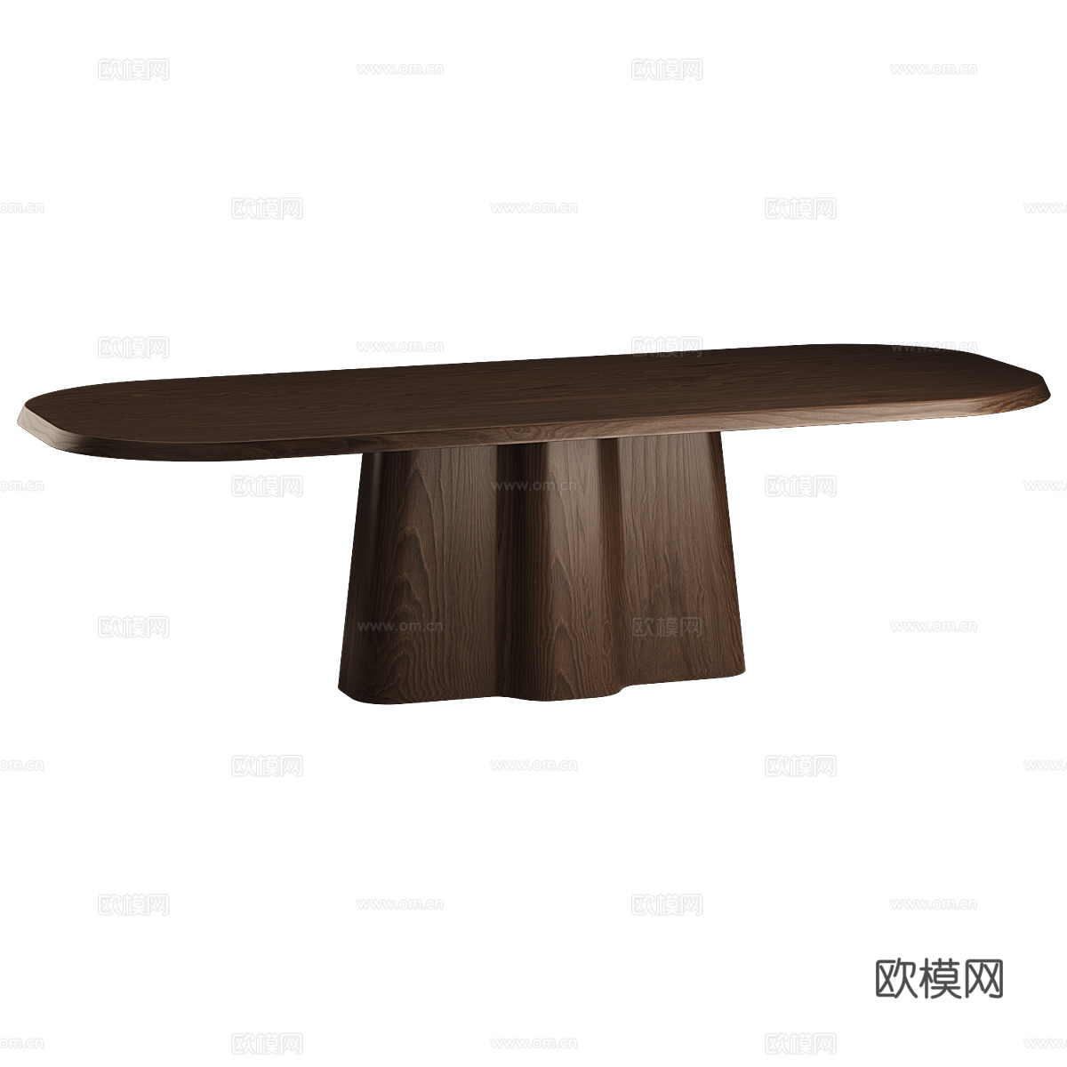 现代意式实木椭圆餐桌3d模型