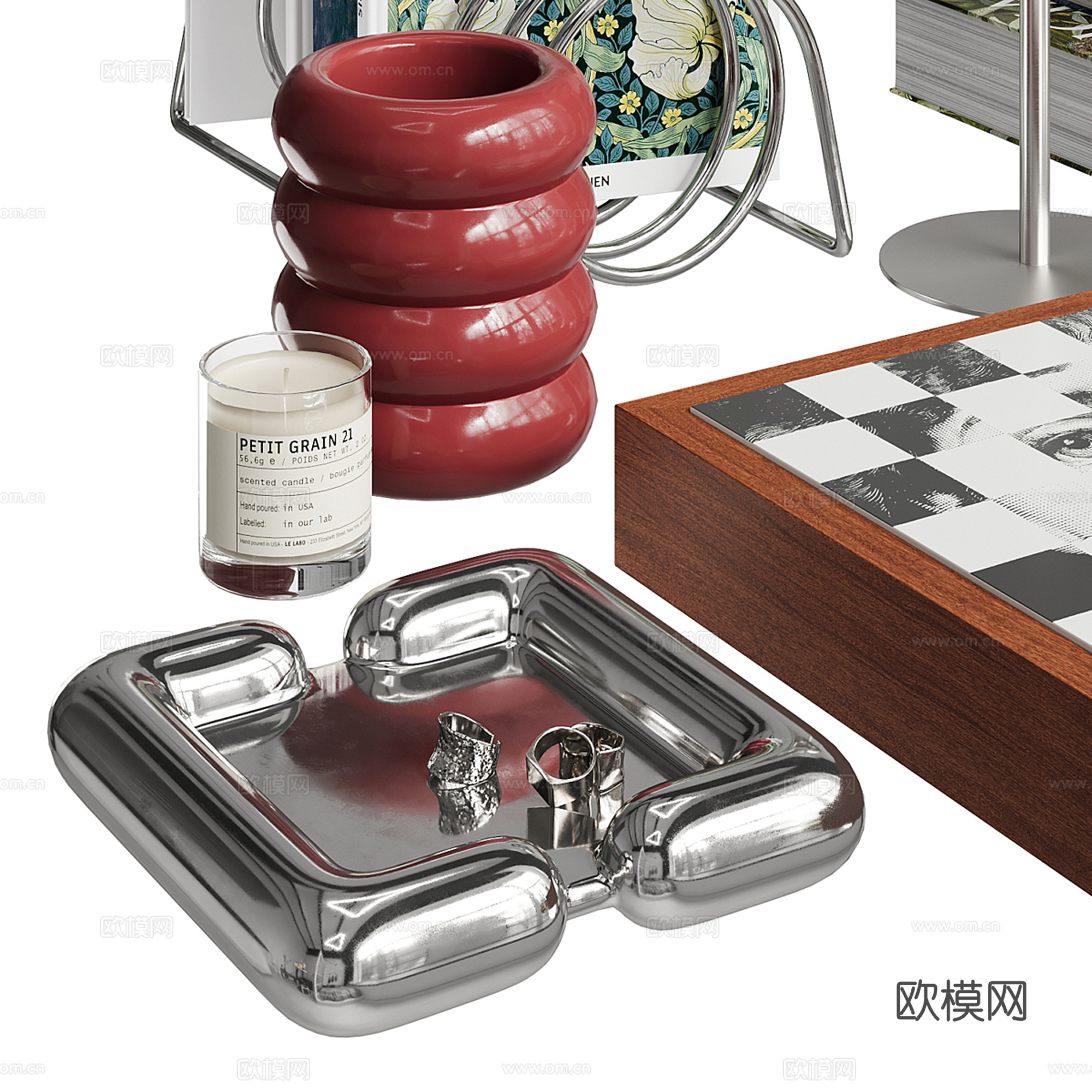 现代桌面饰品摆件组合su模型
